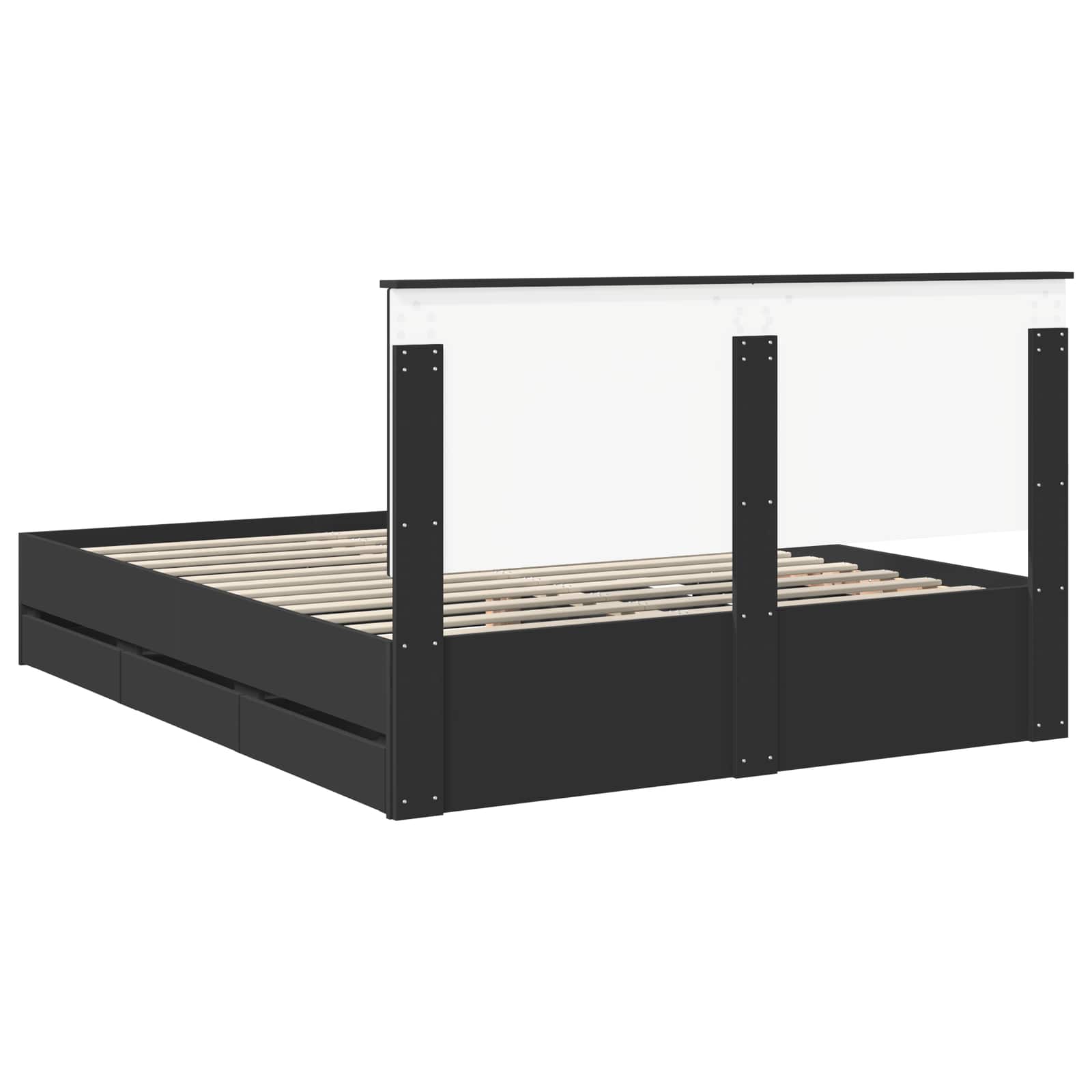 Bedframe met lade met opslag Zwart 160 x 200 cm Ingenieurshout is nu te koop bij PeponiXL, paradijselijk wonen!