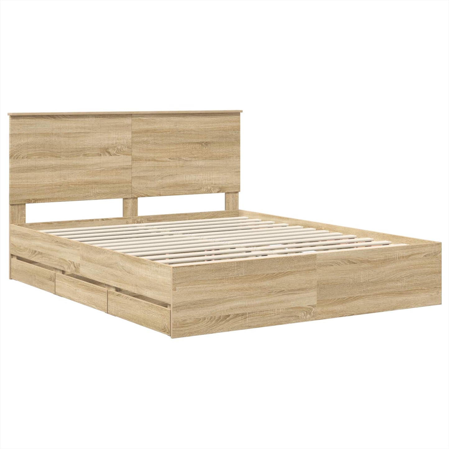 Bedframe met lade Sonoma Eiken 160 x 200 cm Ingenieurshout is nu te koop bij PeponiXL, paradijselijk wonen!