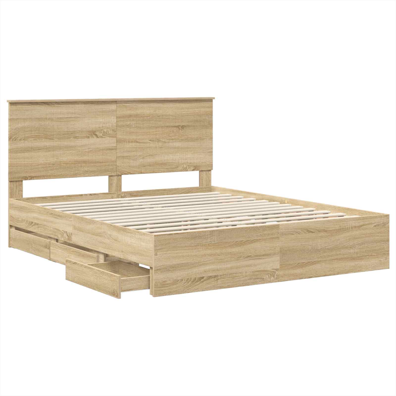 Bedframe met lade Sonoma Eiken 160 x 200 cm Ingenieurshout is nu te koop bij PeponiXL, paradijselijk wonen!
