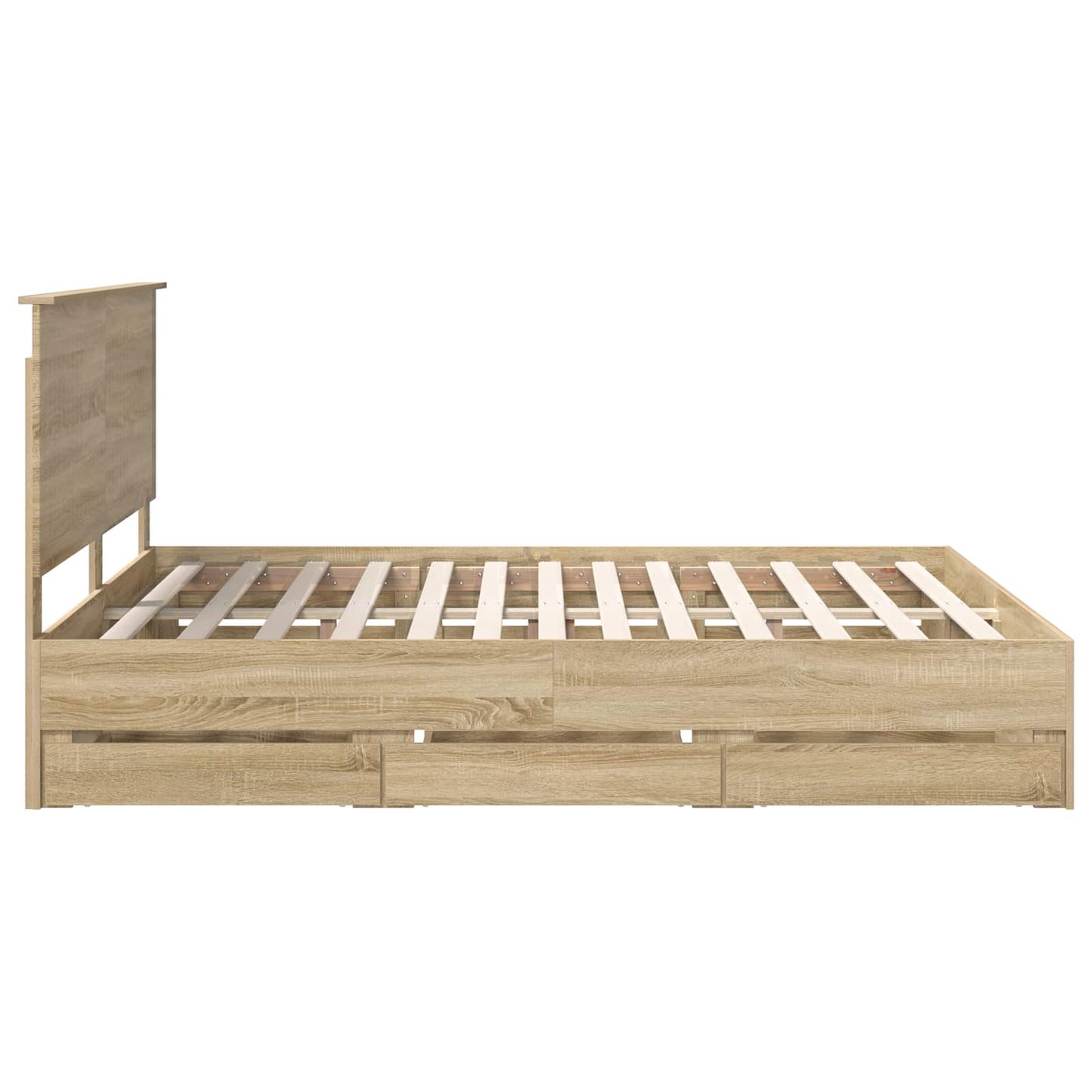 Bedframe met lade Sonoma Eiken 160 x 200 cm Ingenieurshout is nu te koop bij PeponiXL, paradijselijk wonen!