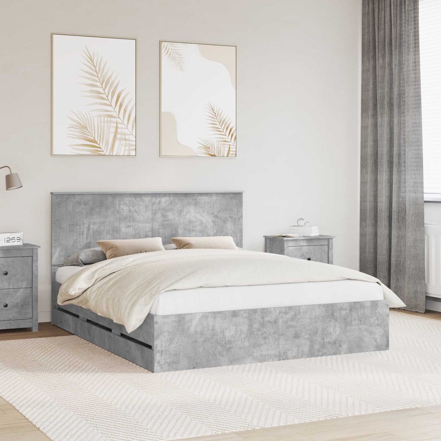 Bedframe met lade Beton Grijs 160 x 200 cm Ingenieurshout is nu te koop bij PeponiXL, paradijselijk wonen!