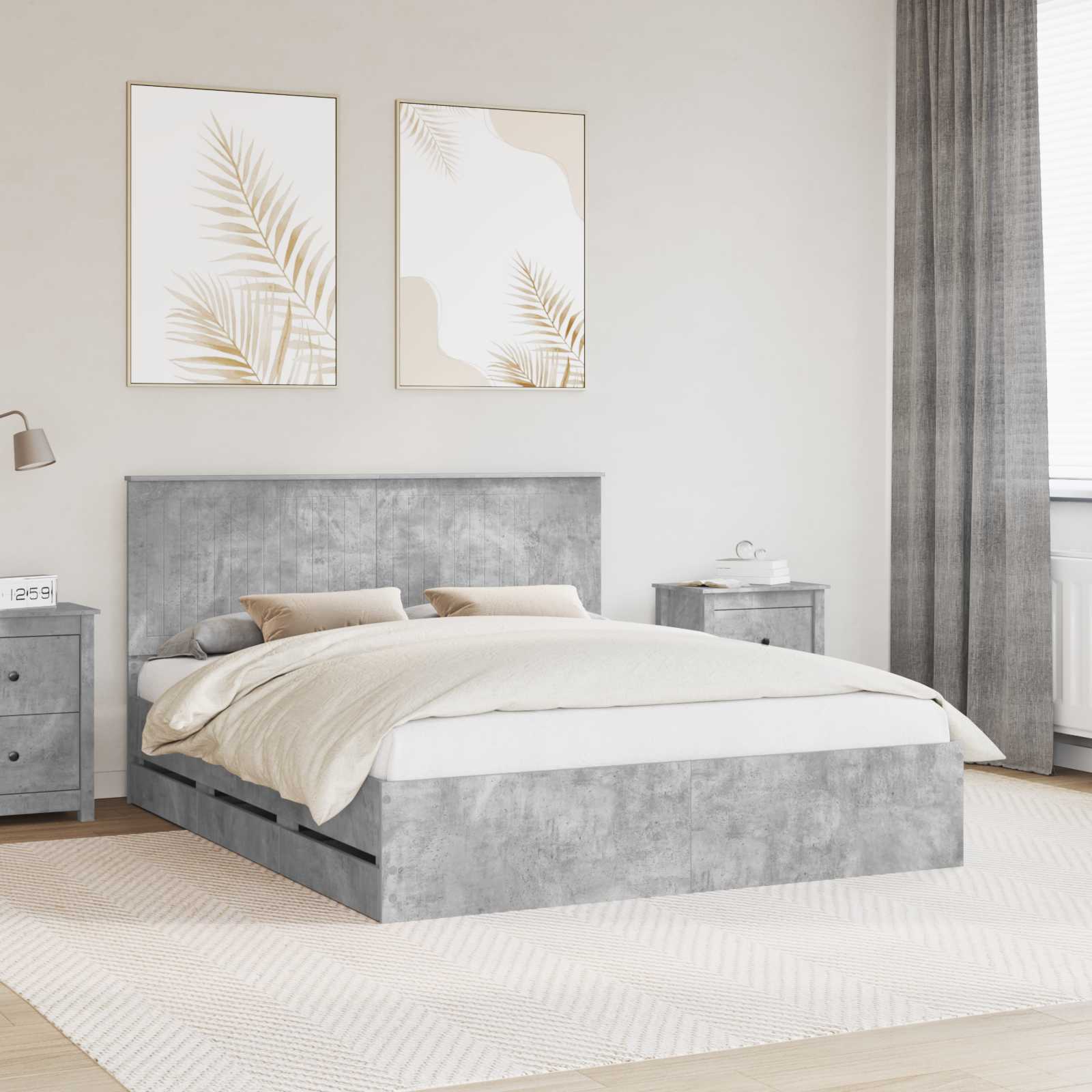 Bedframe met lade Beton Grijs 160 x 200 cm Ingenieurshout is nu te koop bij PeponiXL, paradijselijk wonen!