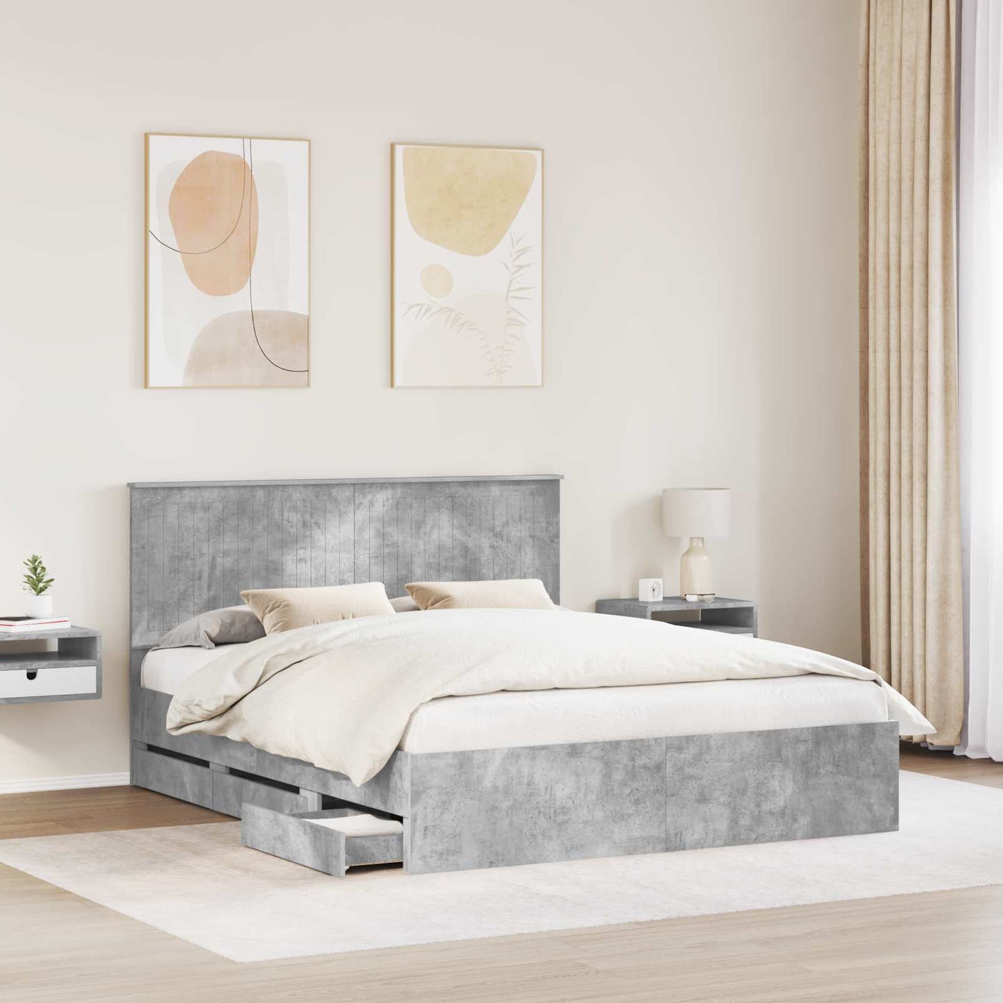 Bedframe met lade Beton Grijs 160 x 200 cm Ingenieurshout is nu te koop bij PeponiXL, paradijselijk wonen!