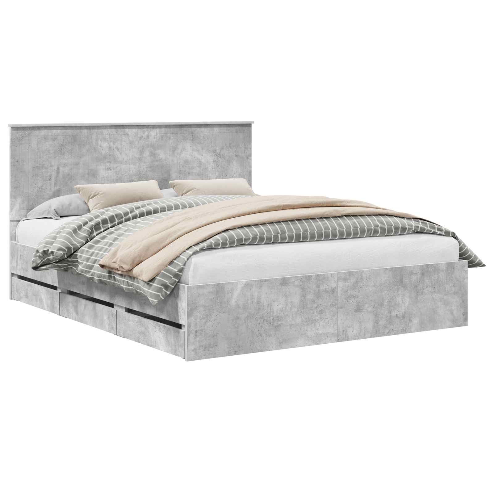 Bedframe met lade Beton Grijs 160 x 200 cm Ingenieurshout is nu te koop bij PeponiXL, paradijselijk wonen!