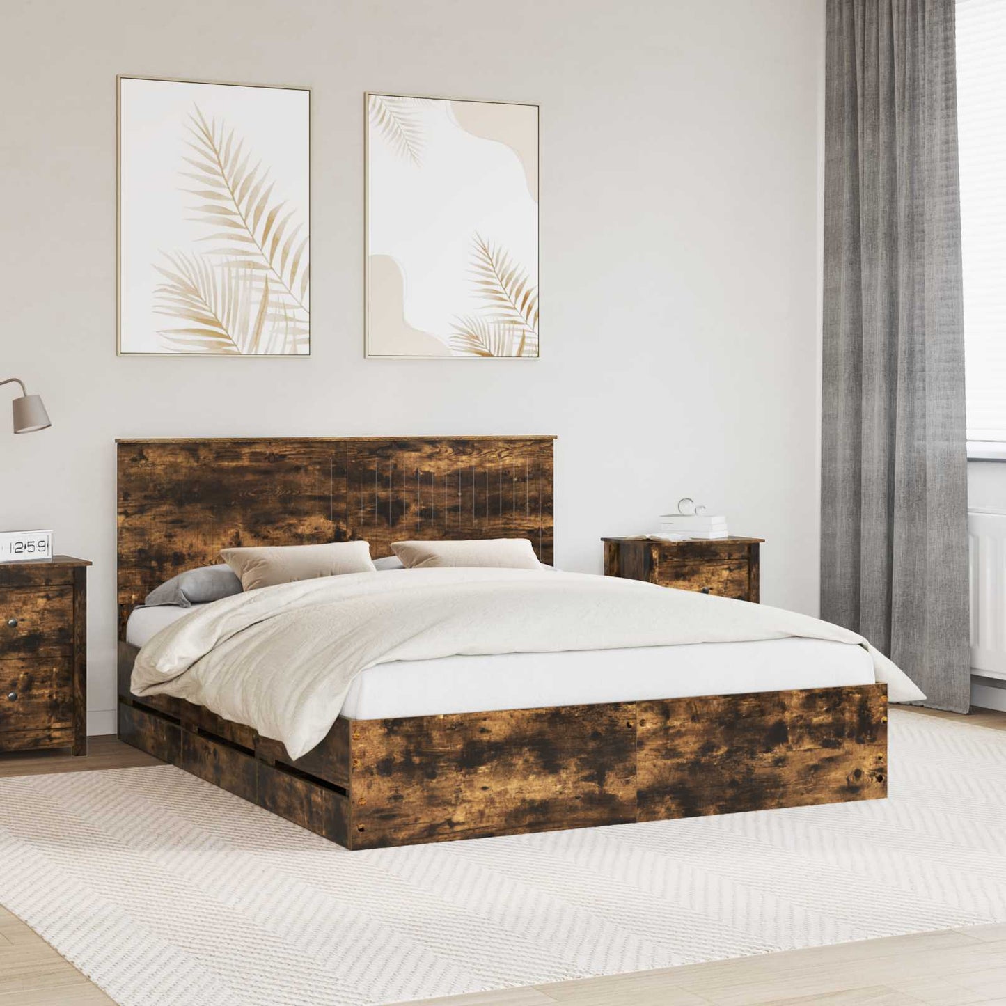 Bedframe met lade Gerookt eiken 160 x 200 cm Ingenieurshout is nu te koop bij PeponiXL, paradijselijk wonen!