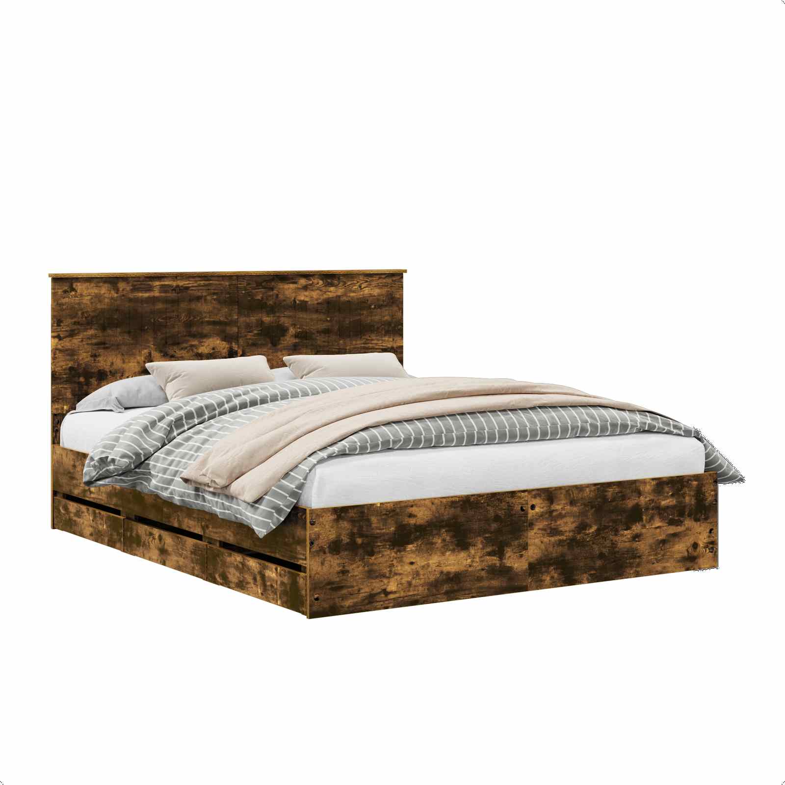Bedframe met lade Gerookt eiken 160 x 200 cm Ingenieurshout is nu te koop bij PeponiXL, paradijselijk wonen!