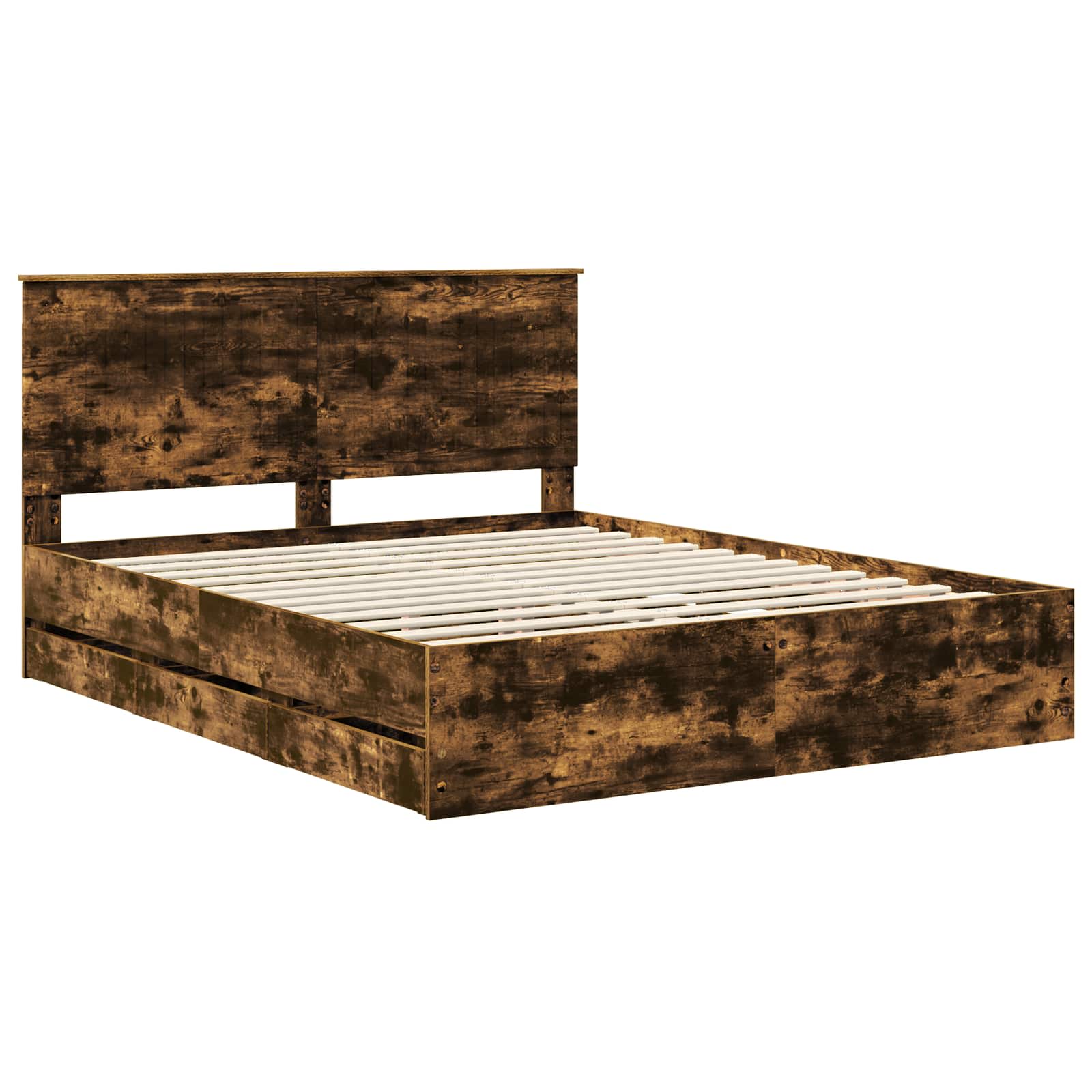 Bedframe met lade Gerookt eiken 160 x 200 cm Ingenieurshout is nu te koop bij PeponiXL, paradijselijk wonen!
