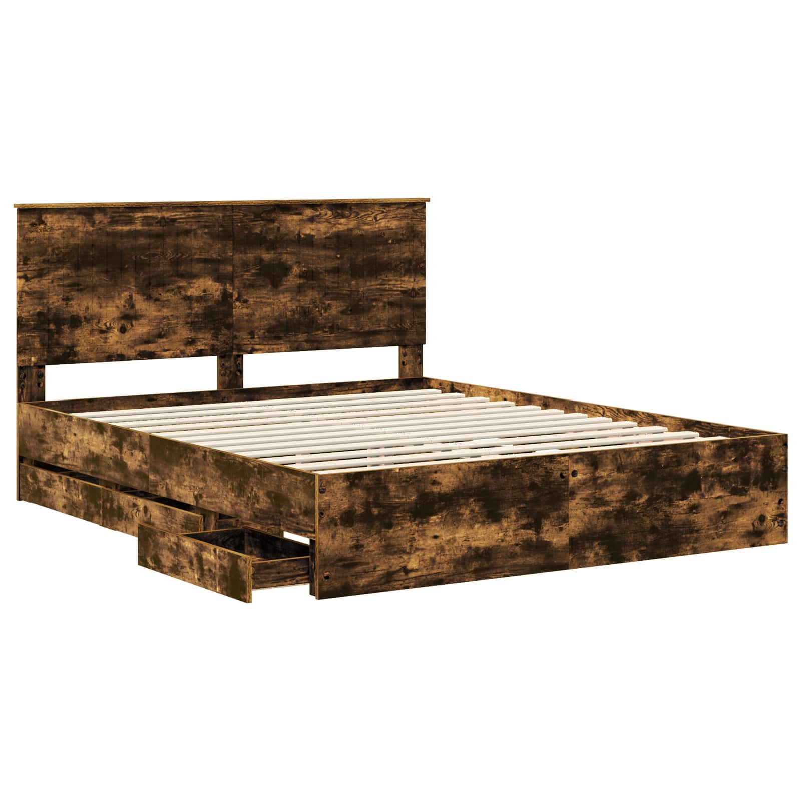 Bedframe met lade Gerookt eiken 160 x 200 cm Ingenieurshout is nu te koop bij PeponiXL, paradijselijk wonen!
