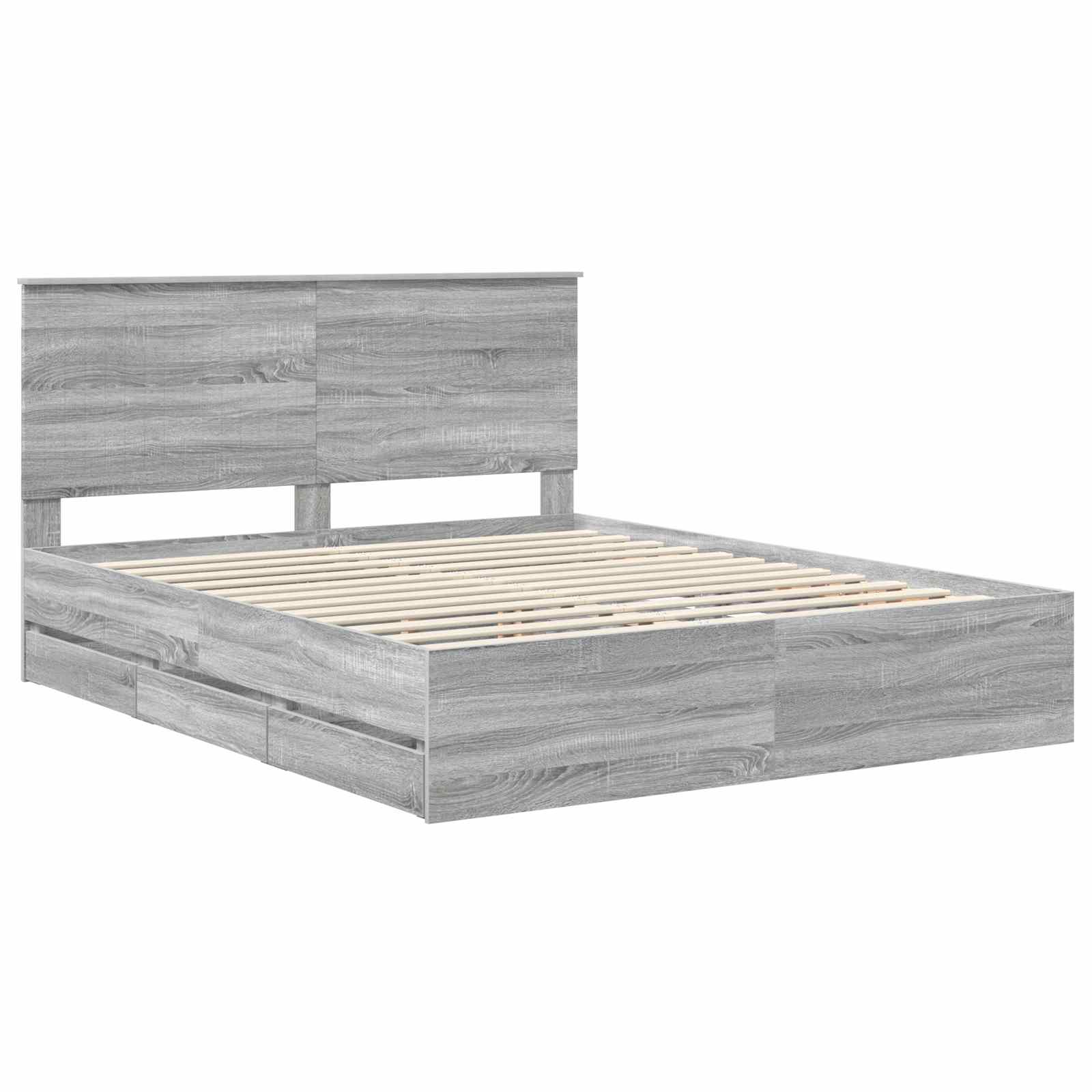 Bedframe met lade Grijs Sonoma 160 x 200 cm Ingenieurshout is nu te koop bij PeponiXL, paradijselijk wonen!