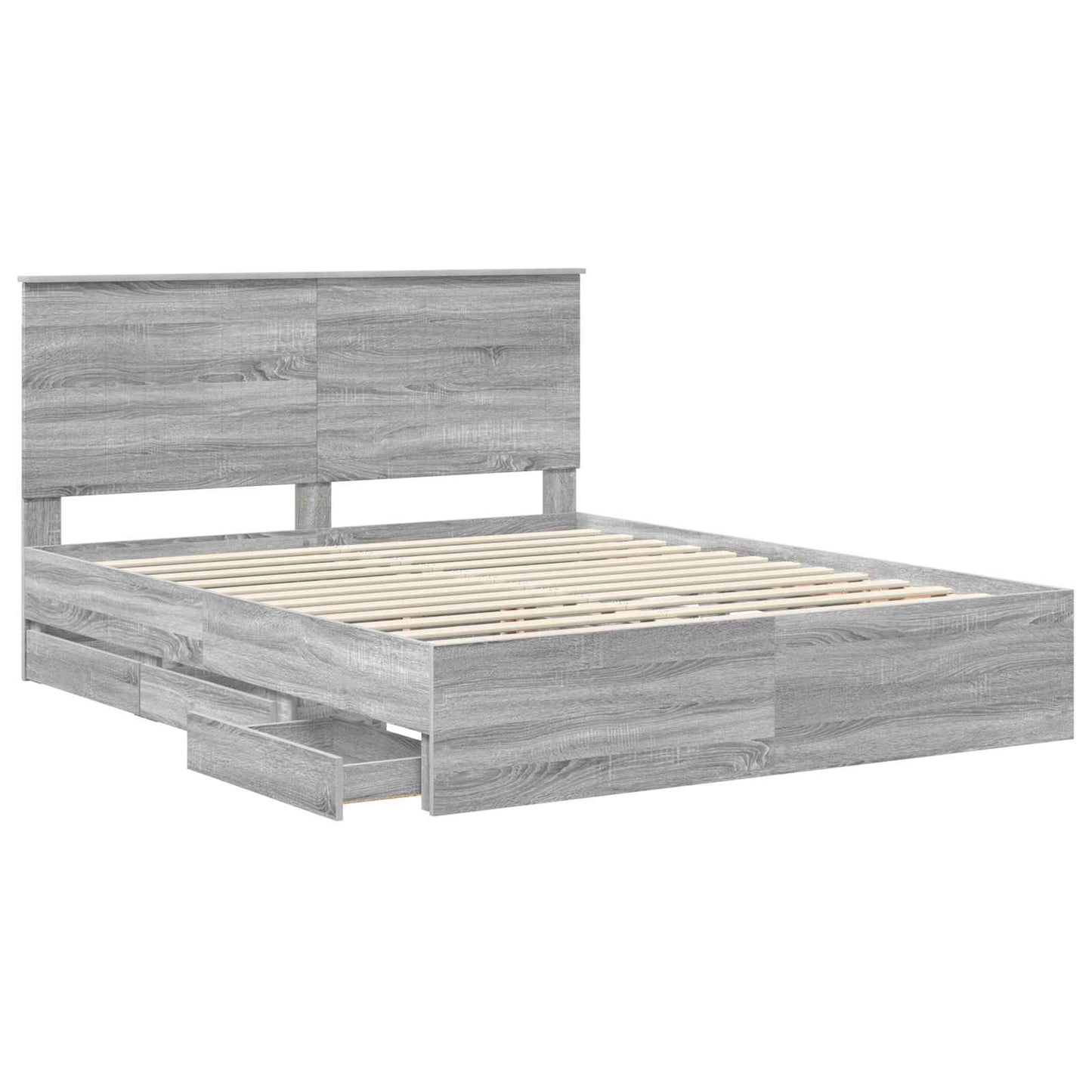 Bedframe met lade Grijs Sonoma 160 x 200 cm Ingenieurshout is nu te koop bij PeponiXL, paradijselijk wonen!