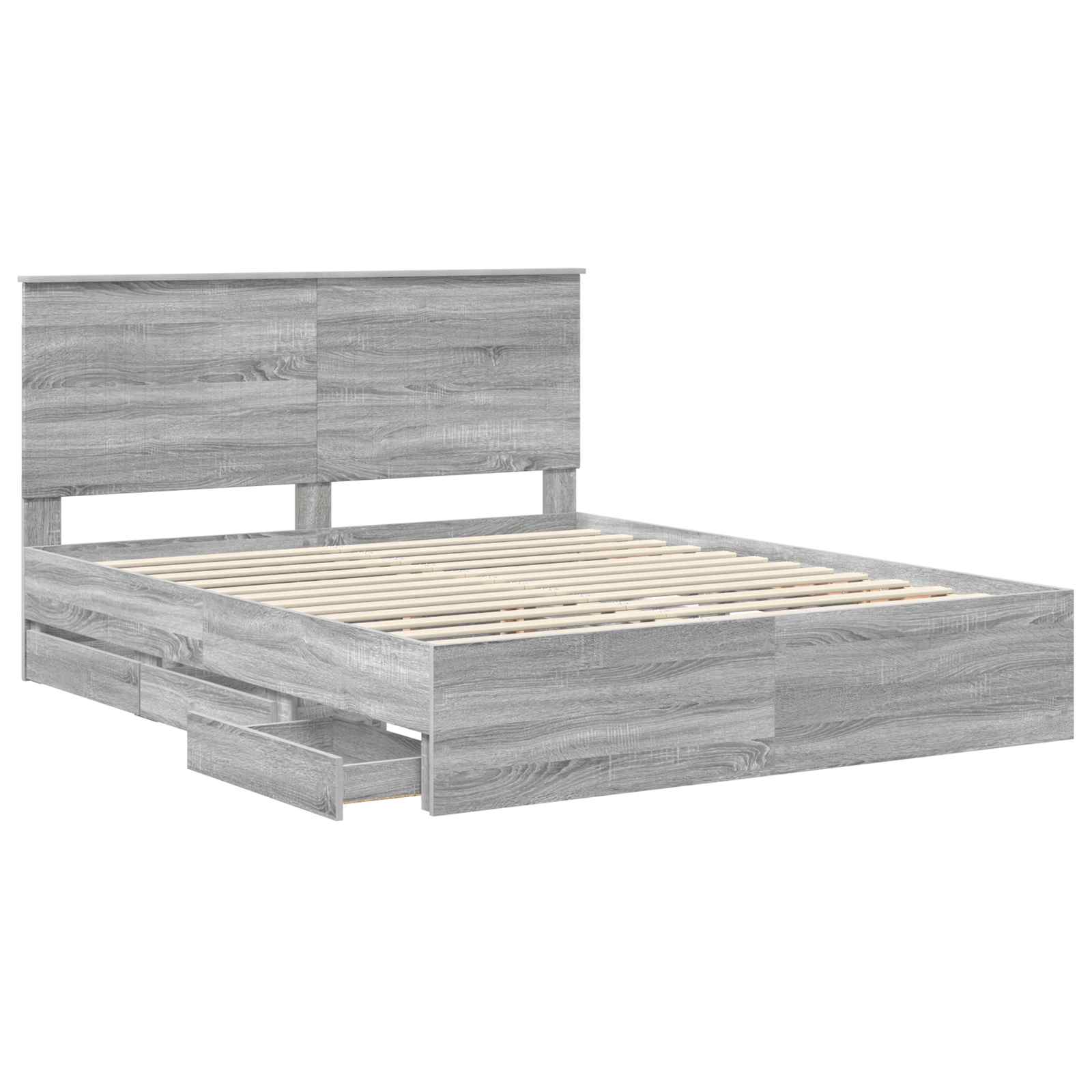 Bedframe met lade Grijs Sonoma 160 x 200 cm Ingenieurshout is nu te koop bij PeponiXL, paradijselijk wonen!