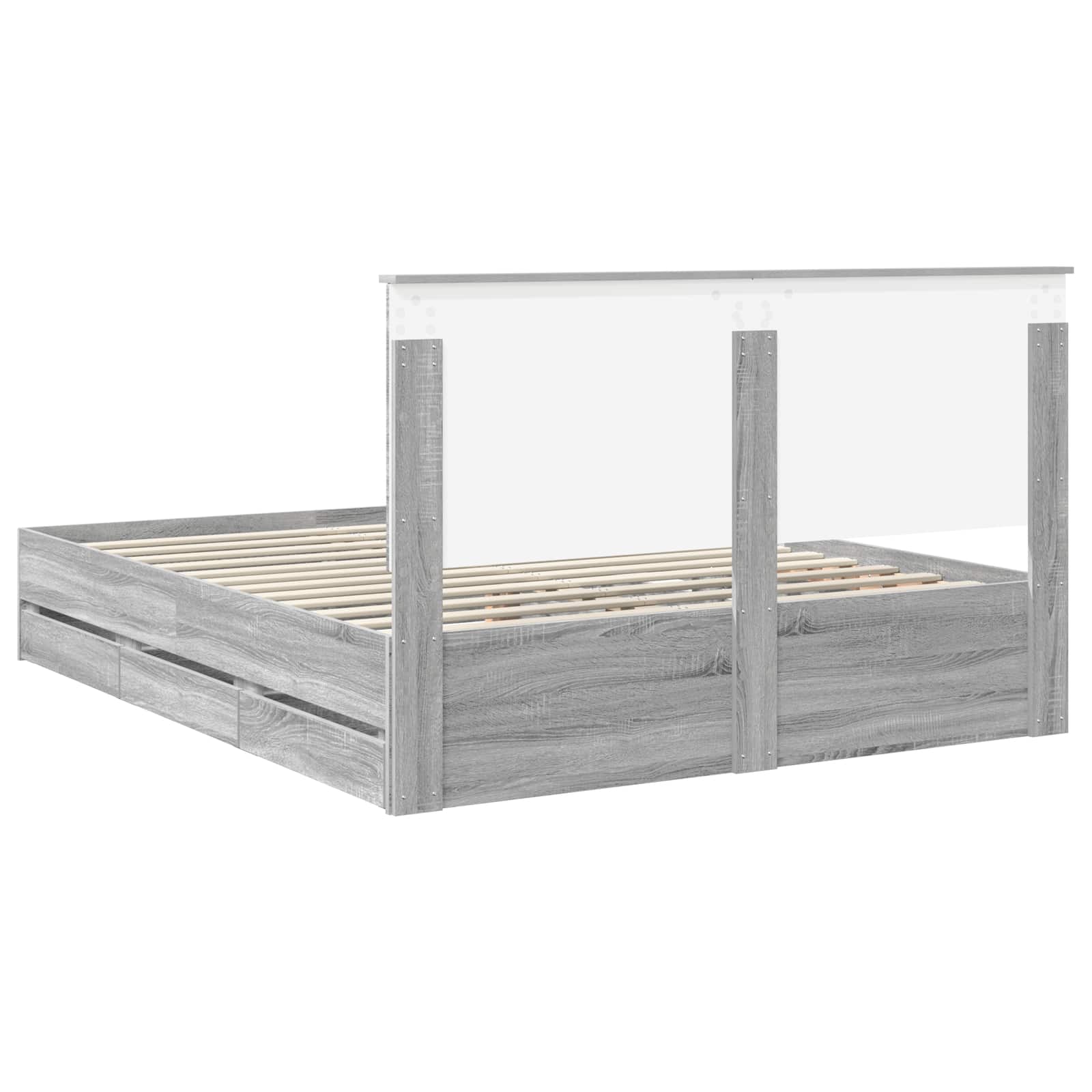 Bedframe met lade Grijs Sonoma 160 x 200 cm Ingenieurshout is nu te koop bij PeponiXL, paradijselijk wonen!