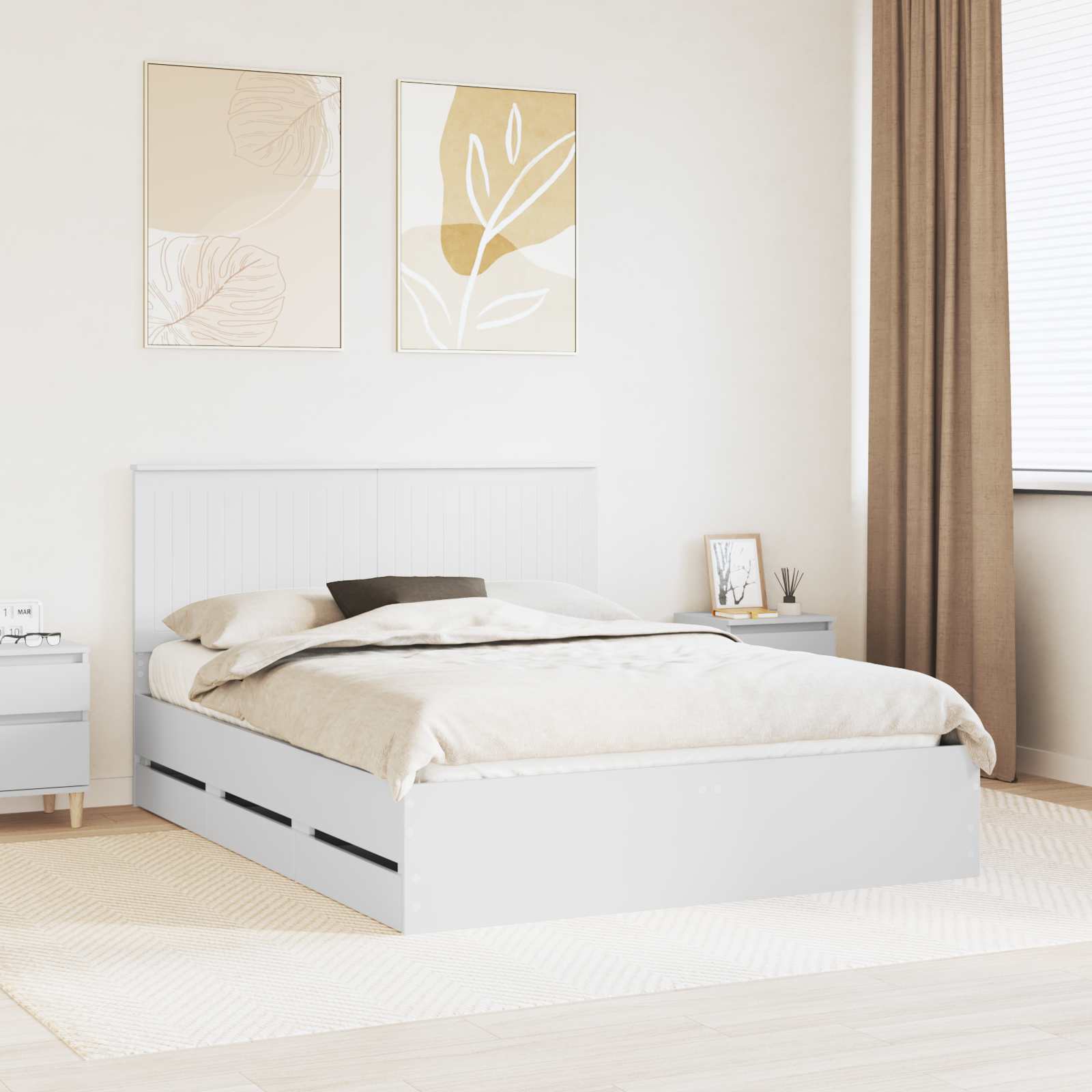 Bedframe met lade met opslag Wit 150 x 200 cm Ingenieurshout is nu te koop bij PeponiXL, paradijselijk wonen!
