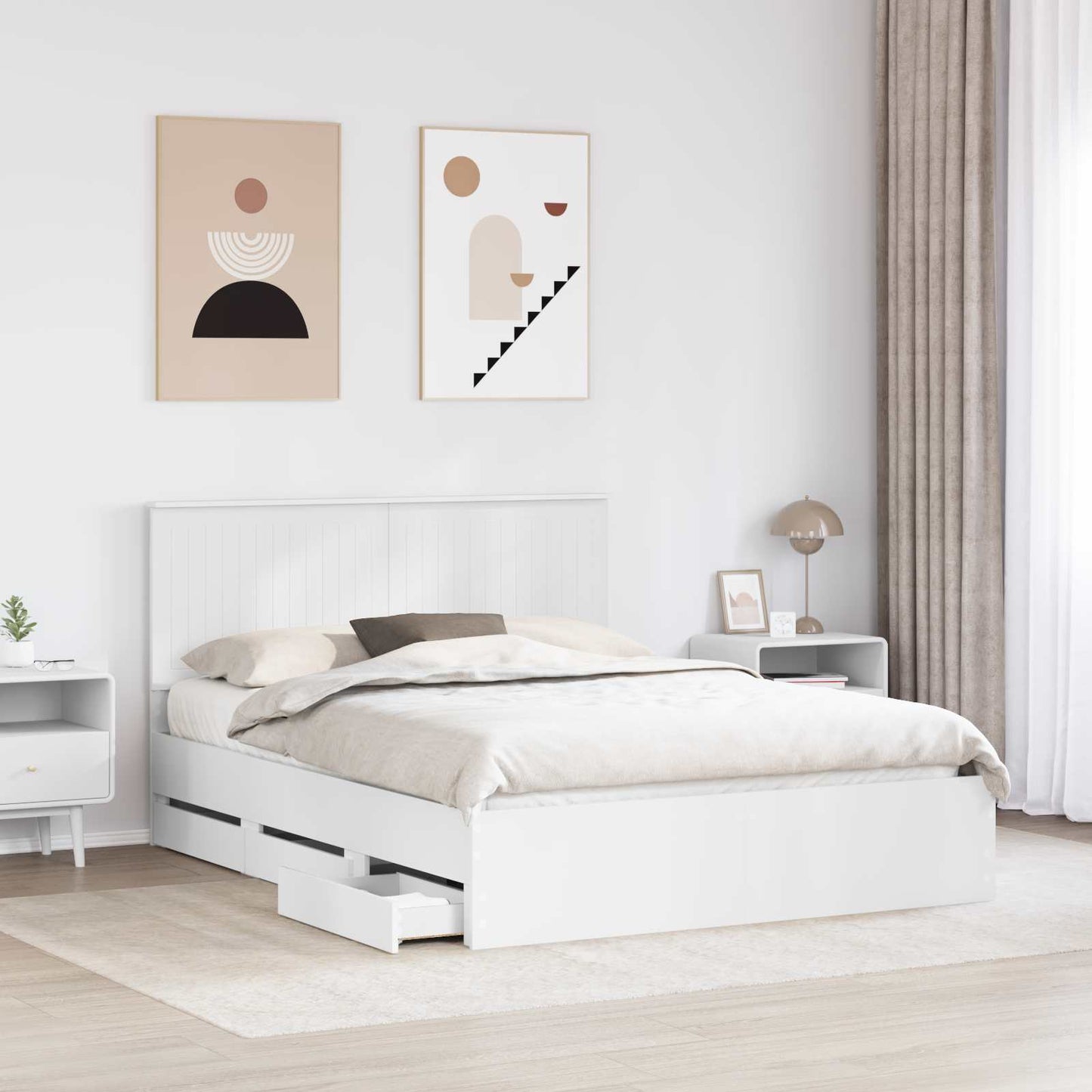 Bedframe met lade met opslag Wit 150 x 200 cm Ingenieurshout is nu te koop bij PeponiXL, paradijselijk wonen!