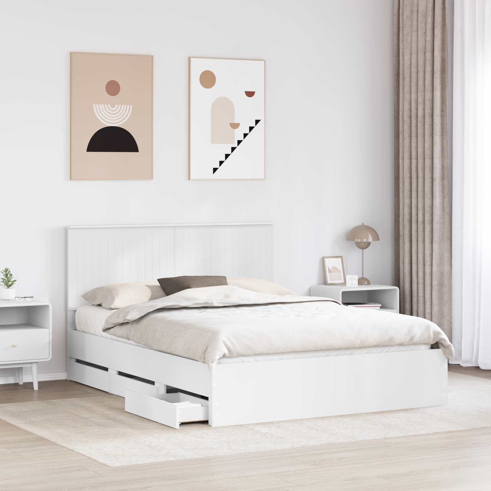 Bedframe met lade met opslag Wit 150 x 200 cm Ingenieurshout is nu te koop bij PeponiXL, paradijselijk wonen!