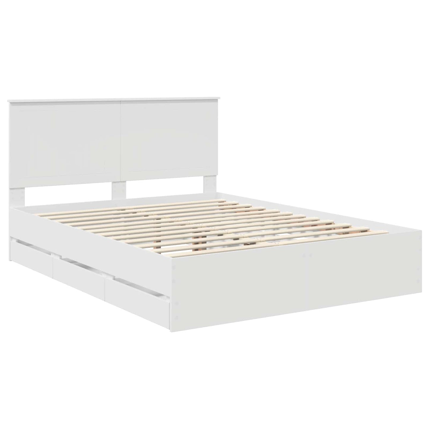 Bedframe met lade met opslag Wit 150 x 200 cm Ingenieurshout is nu te koop bij PeponiXL, paradijselijk wonen!