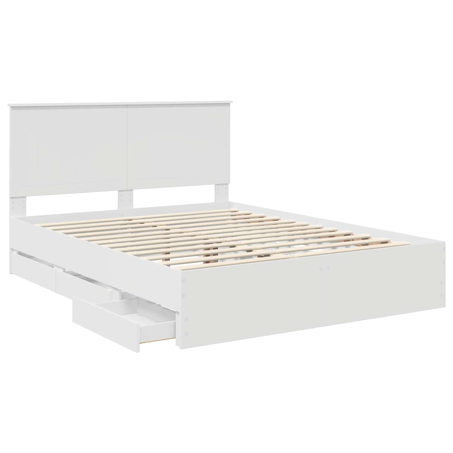Bedframe met lade met opslag Wit 150 x 200 cm Ingenieurshout is nu te koop bij PeponiXL, paradijselijk wonen!