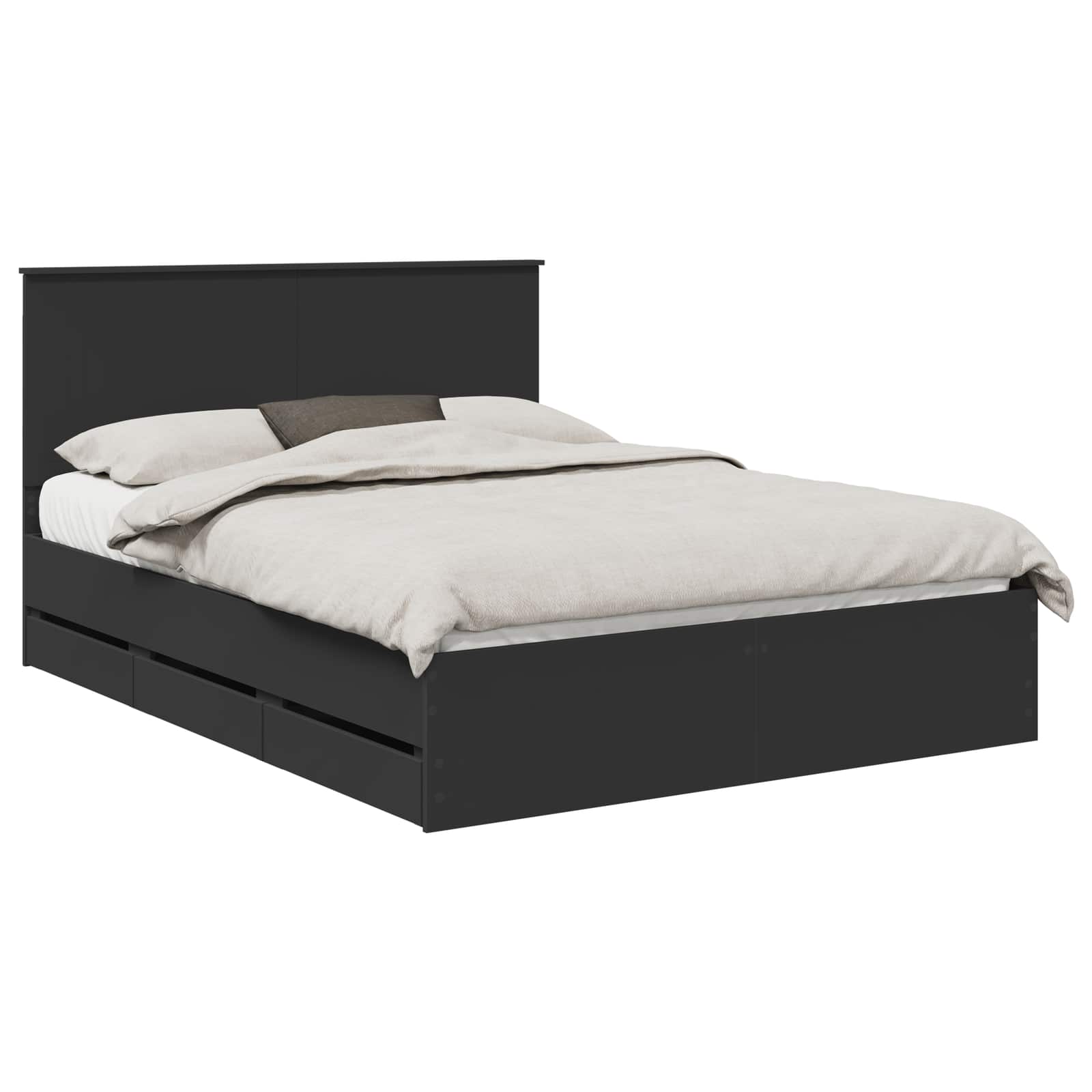 Bedframe met lade met opslag Zwart 150 x 200 cm Ingenieurshout is nu te koop bij PeponiXL, paradijselijk wonen!