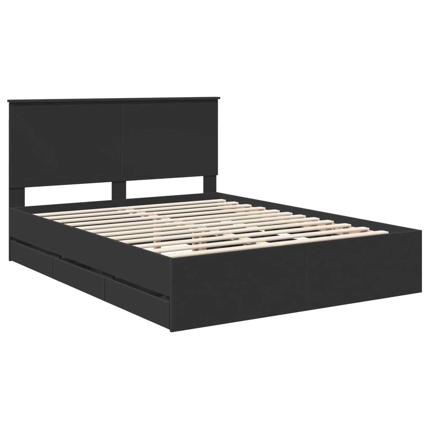 Bedframe met lade met opslag Zwart 150 x 200 cm Ingenieurshout is nu te koop bij PeponiXL, paradijselijk wonen!