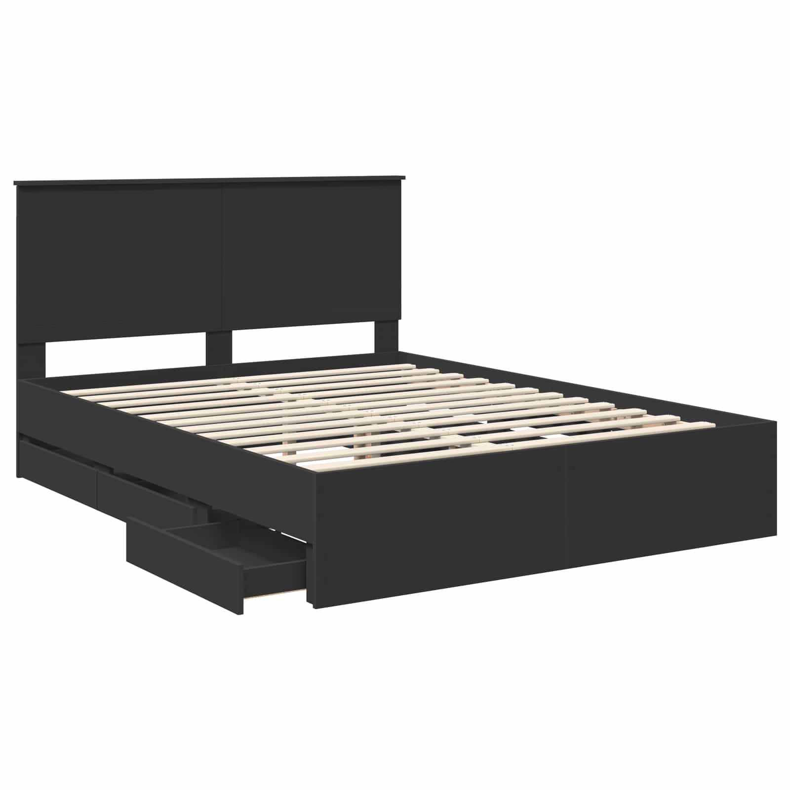 Bedframe met lade met opslag Zwart 150 x 200 cm Ingenieurshout is nu te koop bij PeponiXL, paradijselijk wonen!