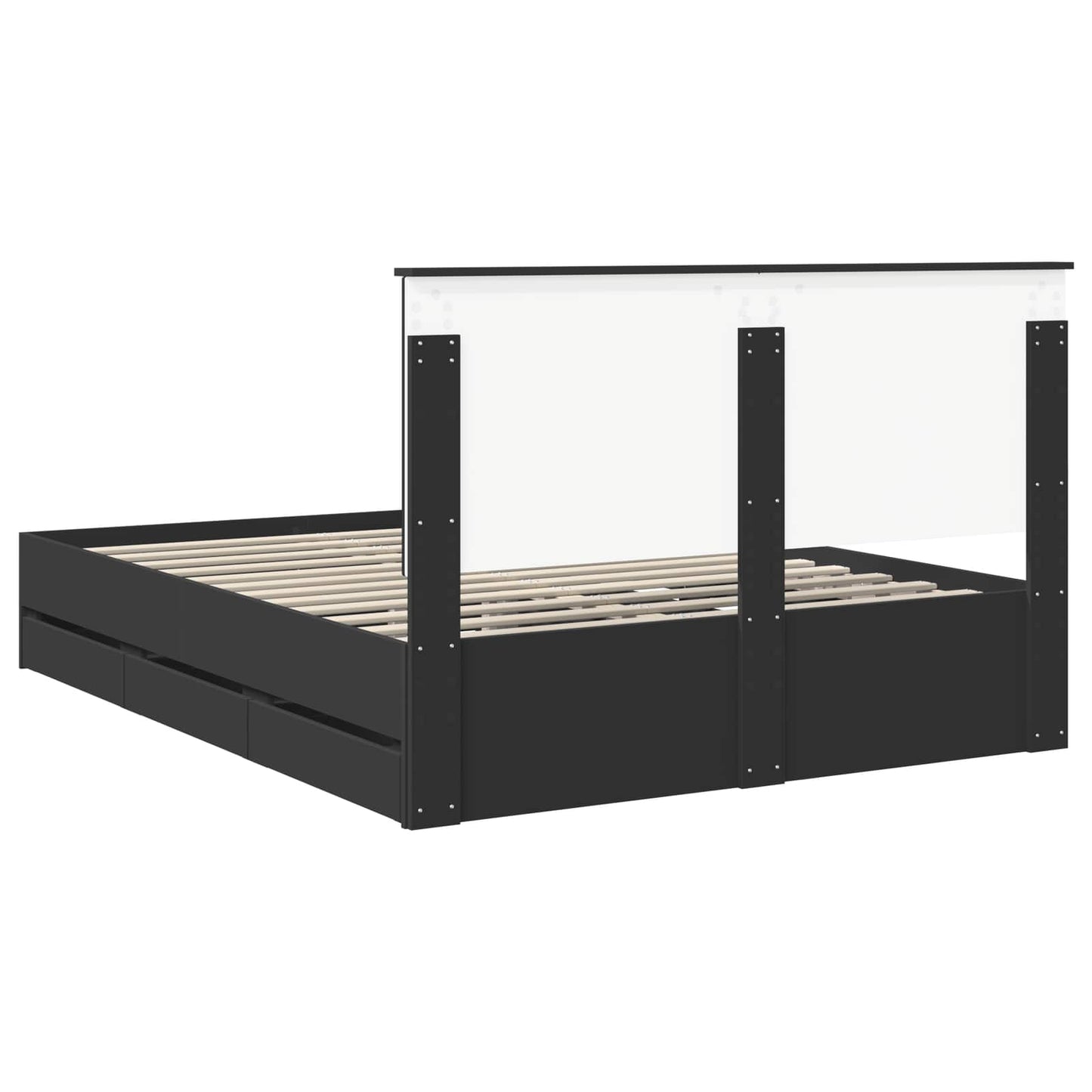 Bedframe met lade met opslag Zwart 150 x 200 cm Ingenieurshout is nu te koop bij PeponiXL, paradijselijk wonen!