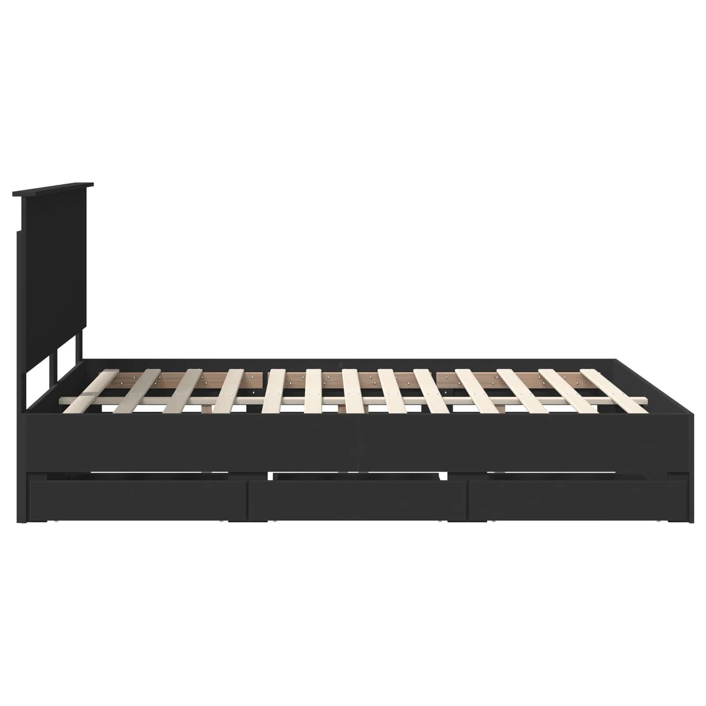 Bedframe met lade met opslag Zwart 150 x 200 cm Ingenieurshout is nu te koop bij PeponiXL, paradijselijk wonen!