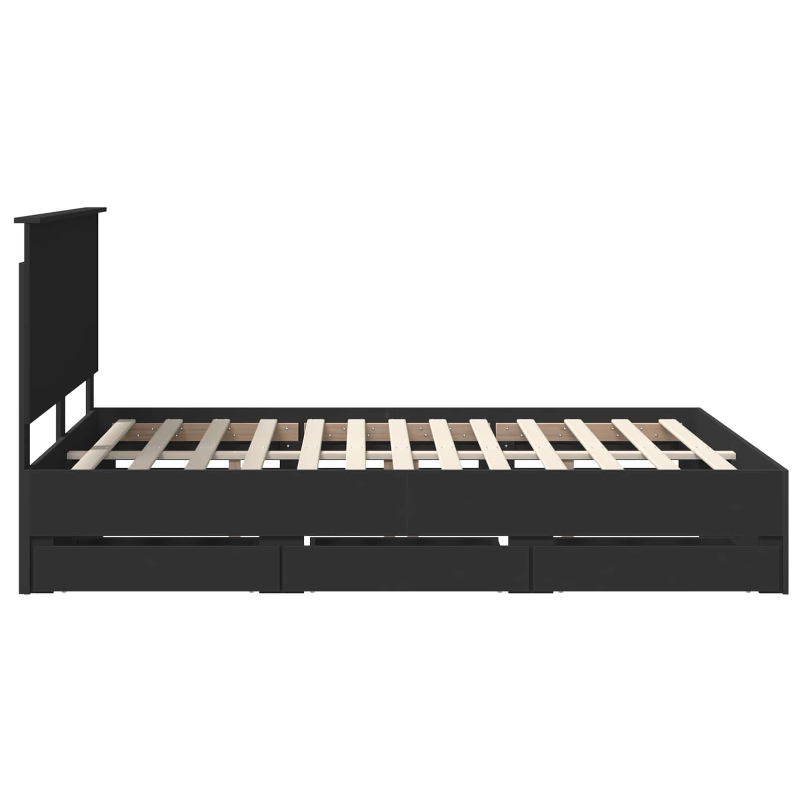 Bedframe met lade met opslag Zwart 150 x 200 cm Ingenieurshout is nu te koop bij PeponiXL, paradijselijk wonen!