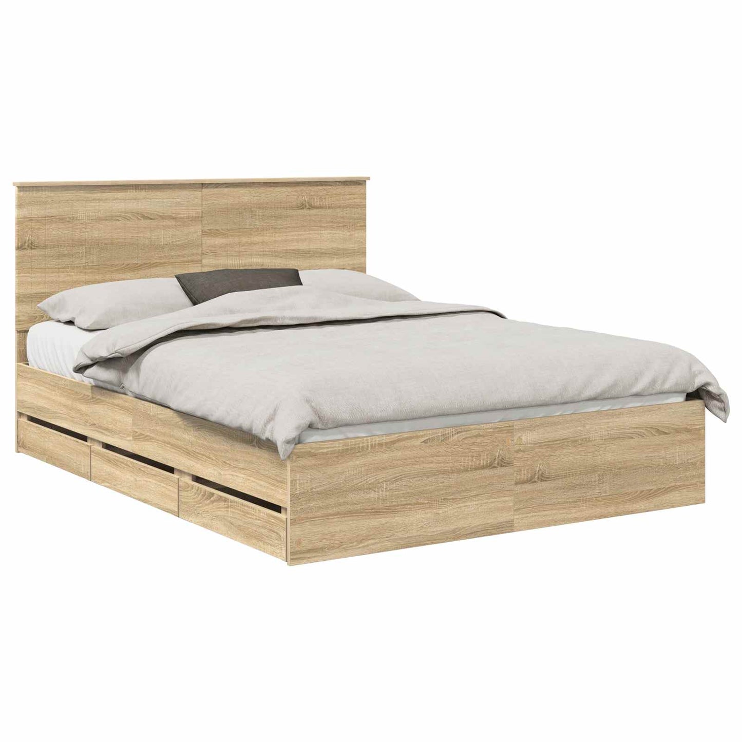 Bedframe met lade Sonoma Eiken 150 x 200 cm Ingenieurshout is nu te koop bij PeponiXL, paradijselijk wonen!