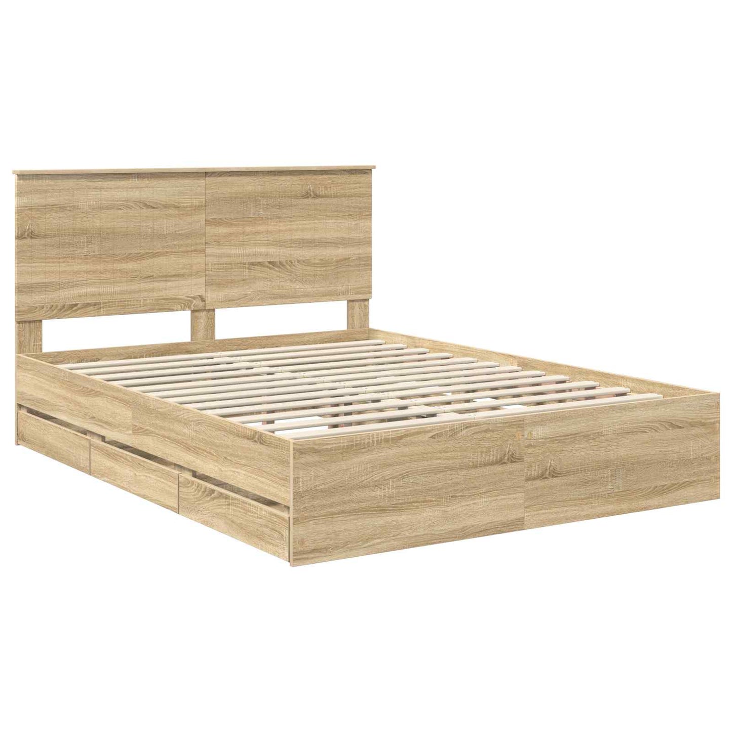 Bedframe met lade Sonoma Eiken 150 x 200 cm Ingenieurshout is nu te koop bij PeponiXL, paradijselijk wonen!