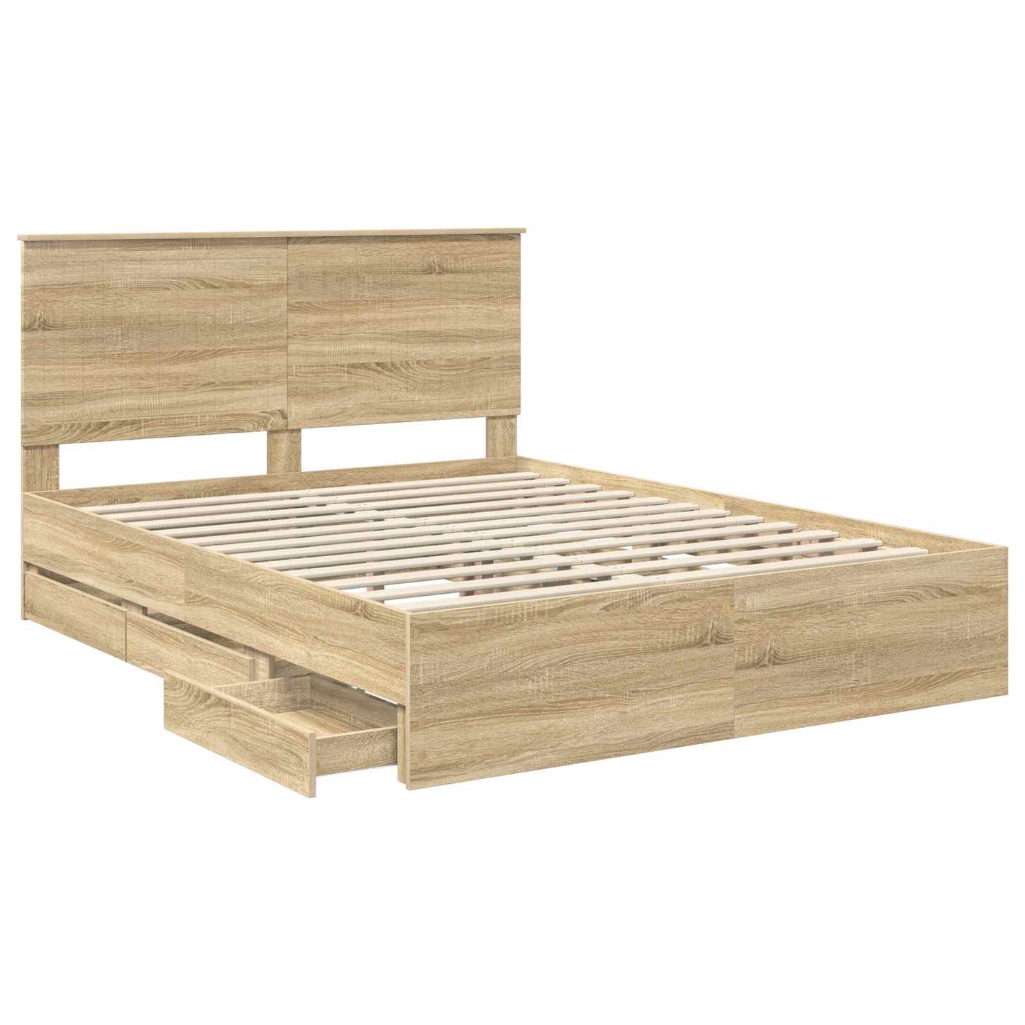 Bedframe met lade Sonoma Eiken 150 x 200 cm Ingenieurshout is nu te koop bij PeponiXL, paradijselijk wonen!