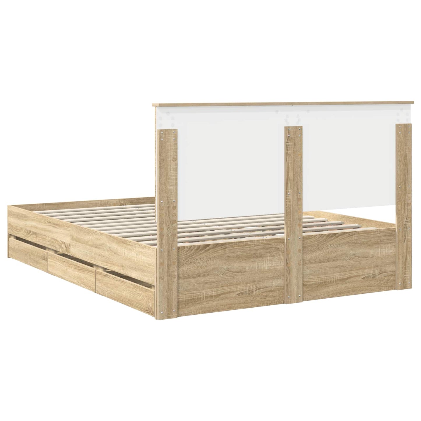 Bedframe met lade Sonoma Eiken 150 x 200 cm Ingenieurshout is nu te koop bij PeponiXL, paradijselijk wonen!