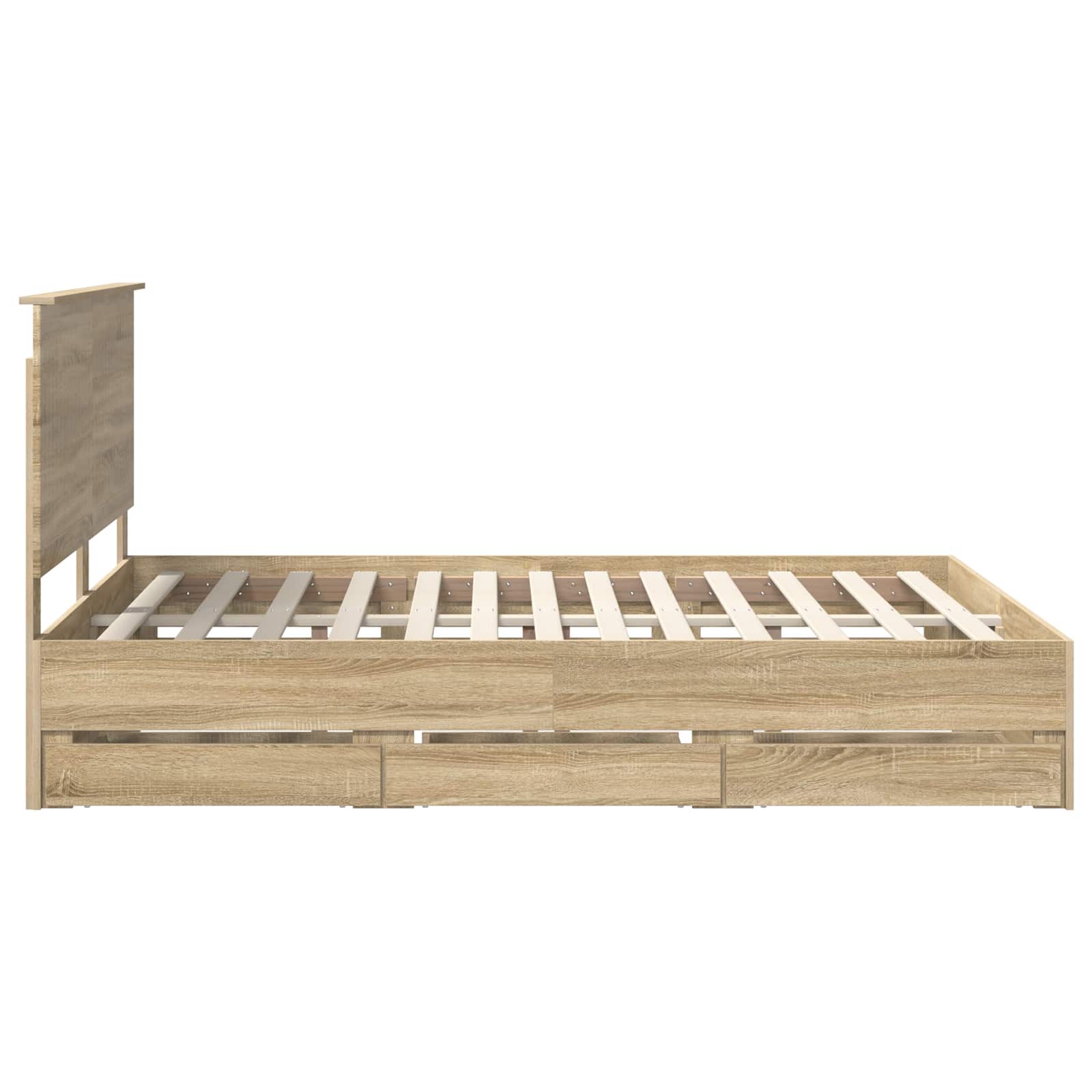 Bedframe met lade Sonoma Eiken 150 x 200 cm Ingenieurshout is nu te koop bij PeponiXL, paradijselijk wonen!