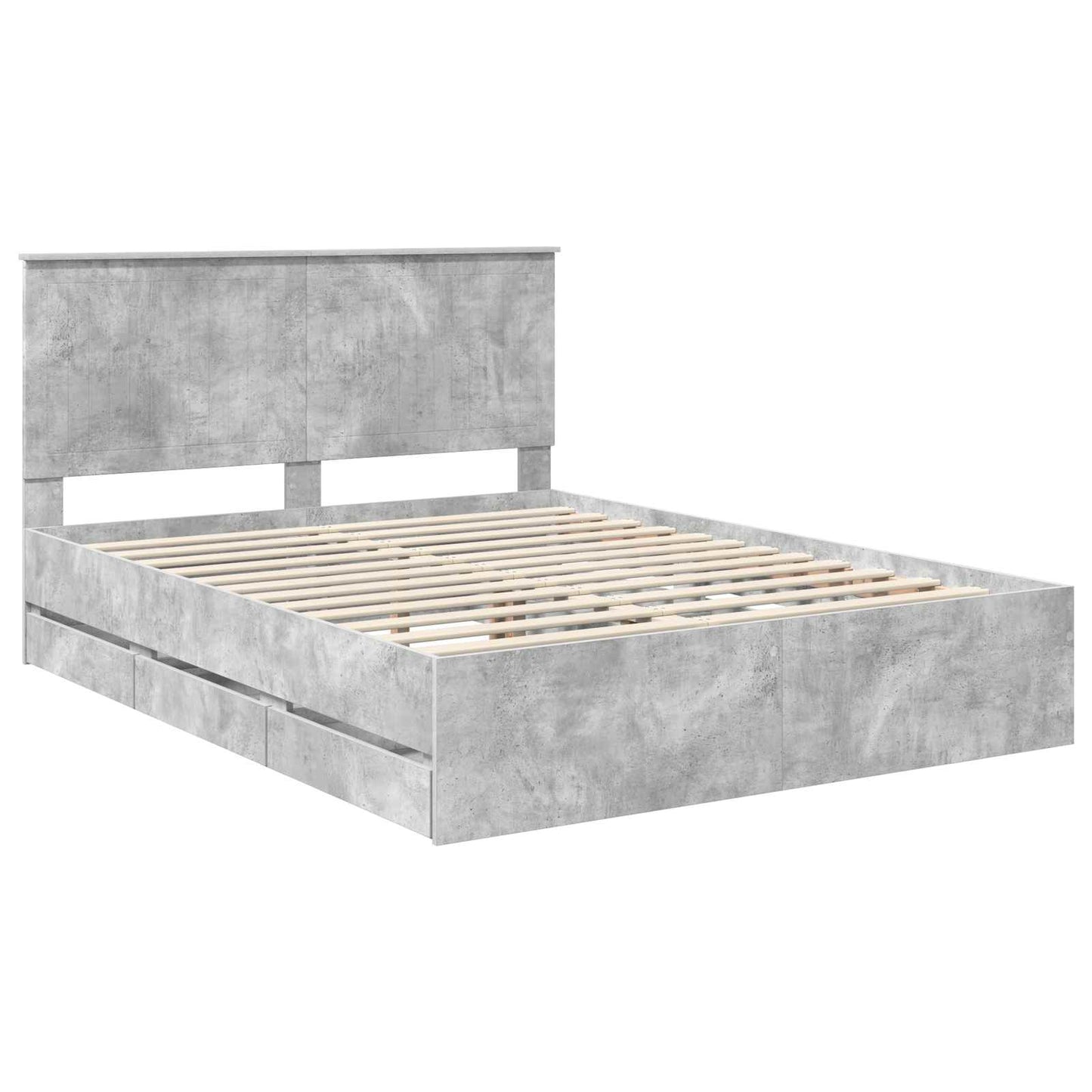 Bedframe met lade Beton Grijs 150 x 200 cm Ingenieurshout is nu te koop bij PeponiXL, paradijselijk wonen!