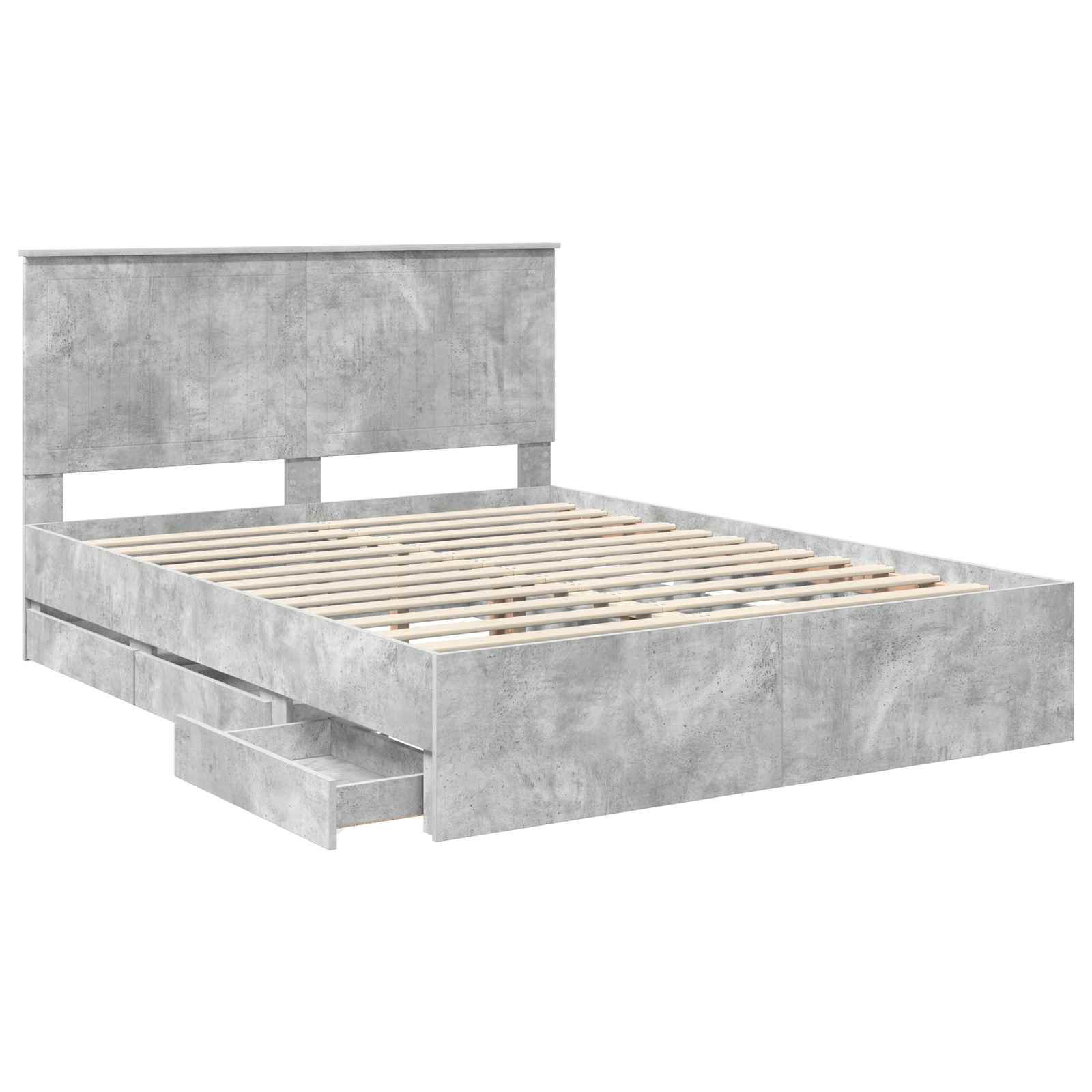 Bedframe met lade Beton Grijs 150 x 200 cm Ingenieurshout is nu te koop bij PeponiXL, paradijselijk wonen!