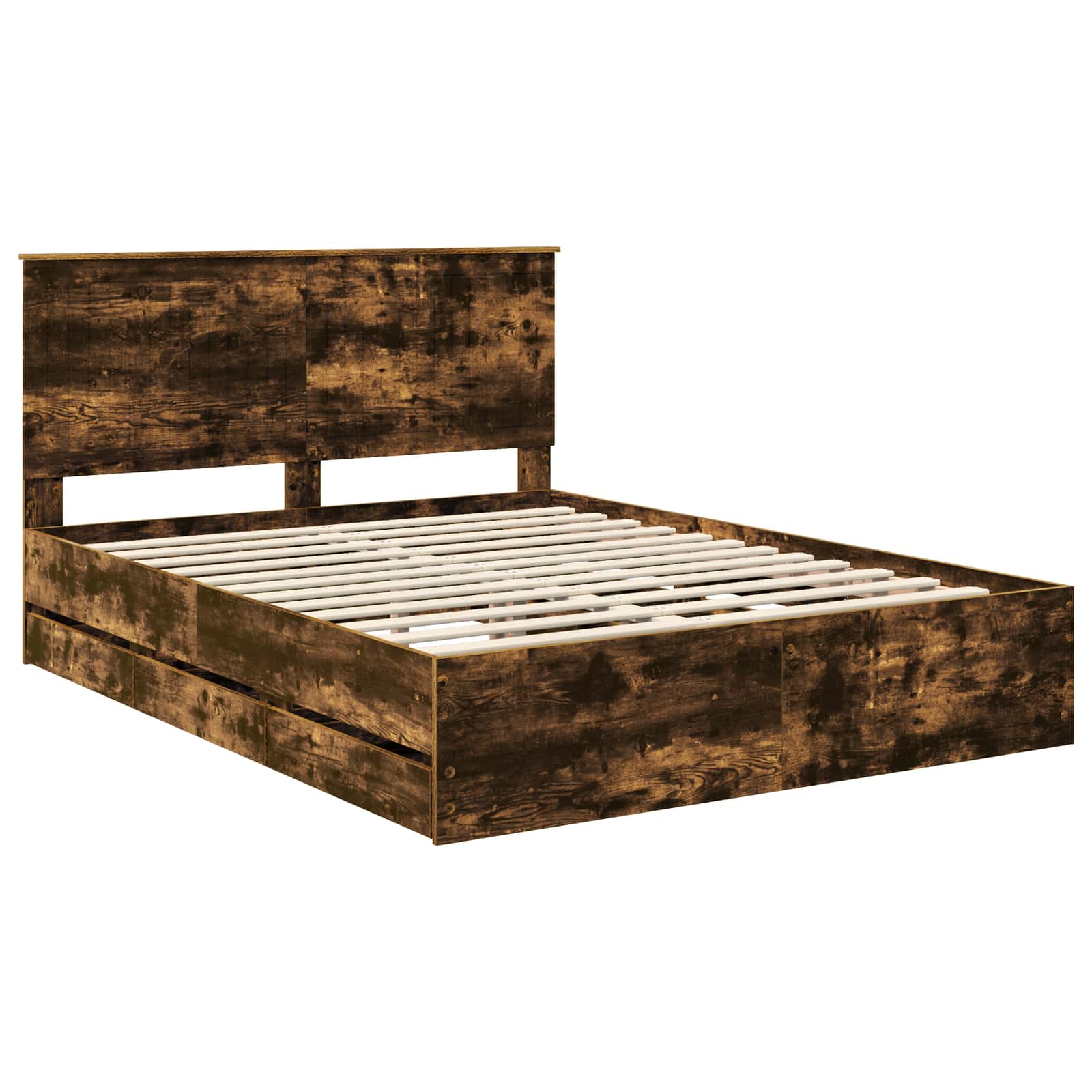 Bedframe met lade Gerookt eiken 150 x 200 cm Ingenieurshout is nu te koop bij PeponiXL, paradijselijk wonen!