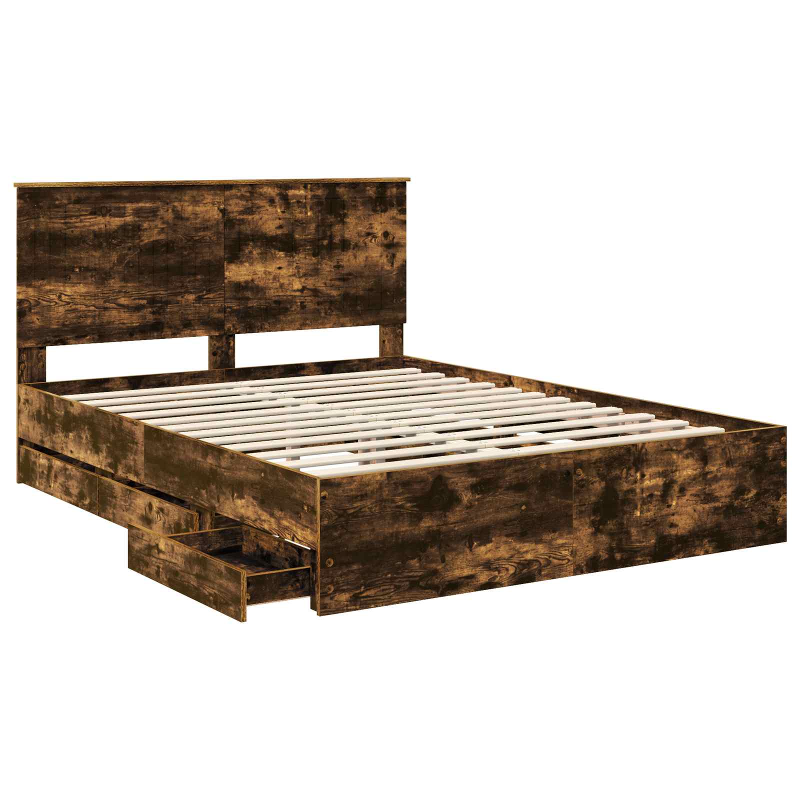 Bedframe met lade Gerookt eiken 150 x 200 cm Ingenieurshout is nu te koop bij PeponiXL, paradijselijk wonen!