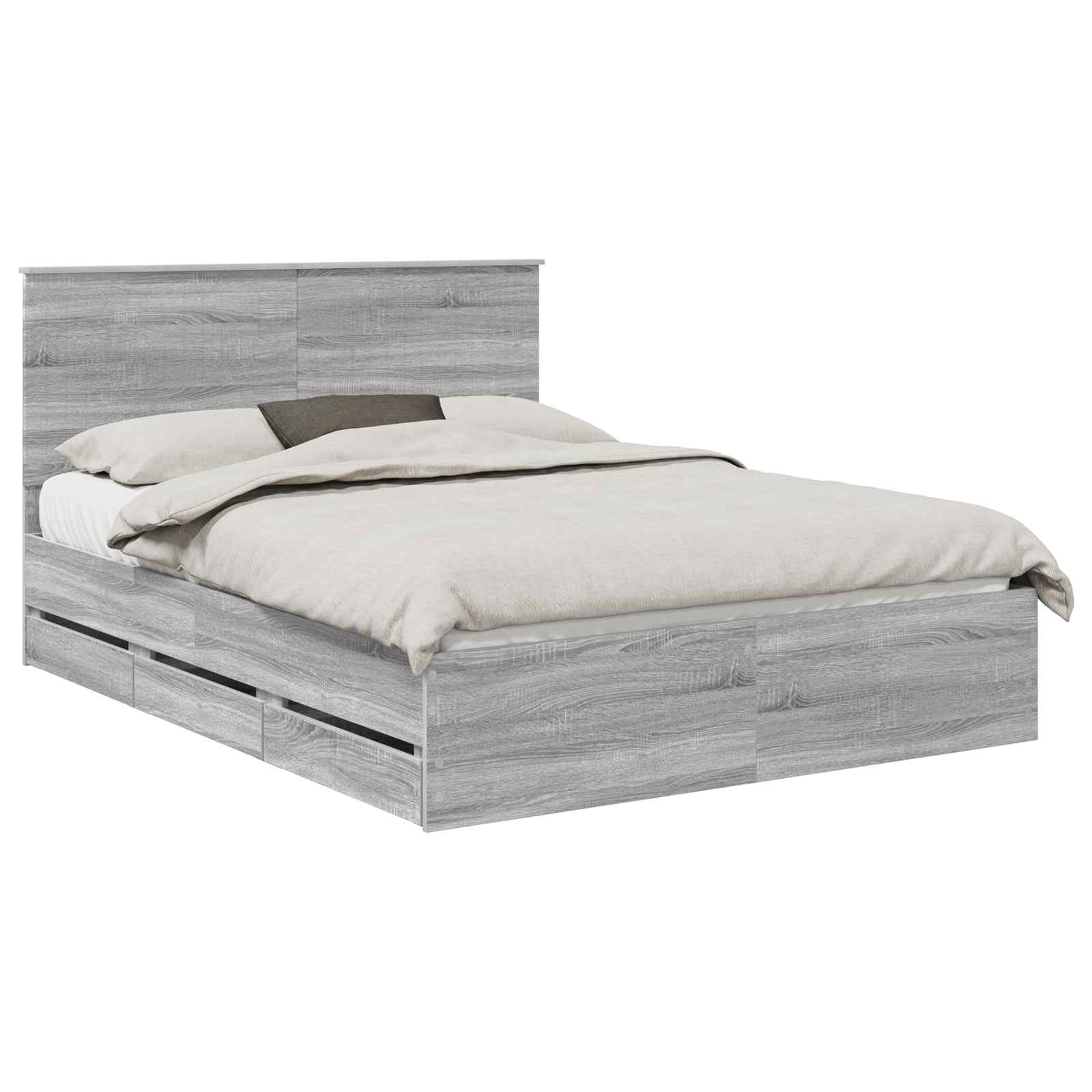Bedframe met lade Grijs Sonoma 150 x 200 cm Ingenieurshout is nu te koop bij PeponiXL, paradijselijk wonen!