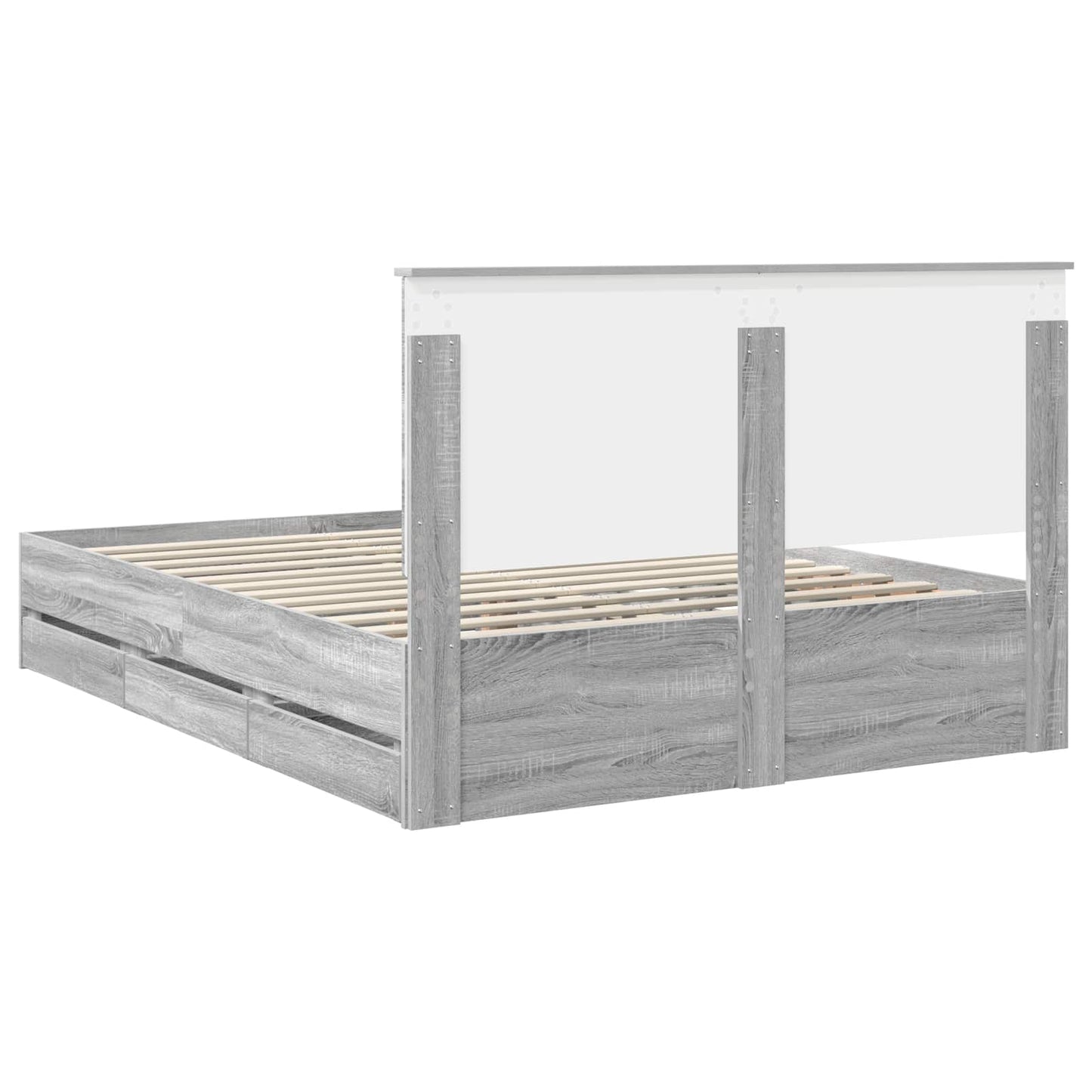 Bedframe met lade Grijs Sonoma 150 x 200 cm Ingenieurshout is nu te koop bij PeponiXL, paradijselijk wonen!