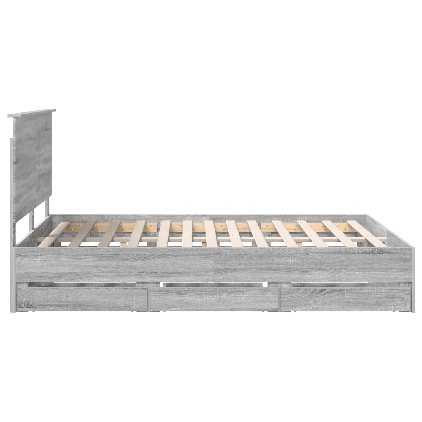 Bedframe met lade Grijs Sonoma 150 x 200 cm Ingenieurshout is nu te koop bij PeponiXL, paradijselijk wonen!