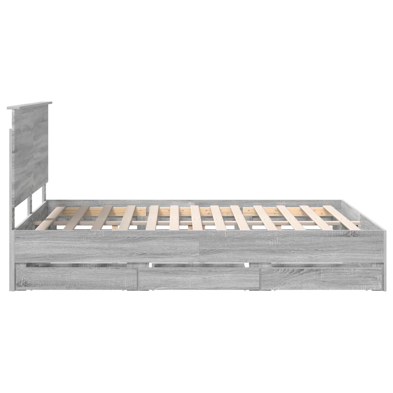 Bedframe met lade Grijs Sonoma 150 x 200 cm Ingenieurshout is nu te koop bij PeponiXL, paradijselijk wonen!