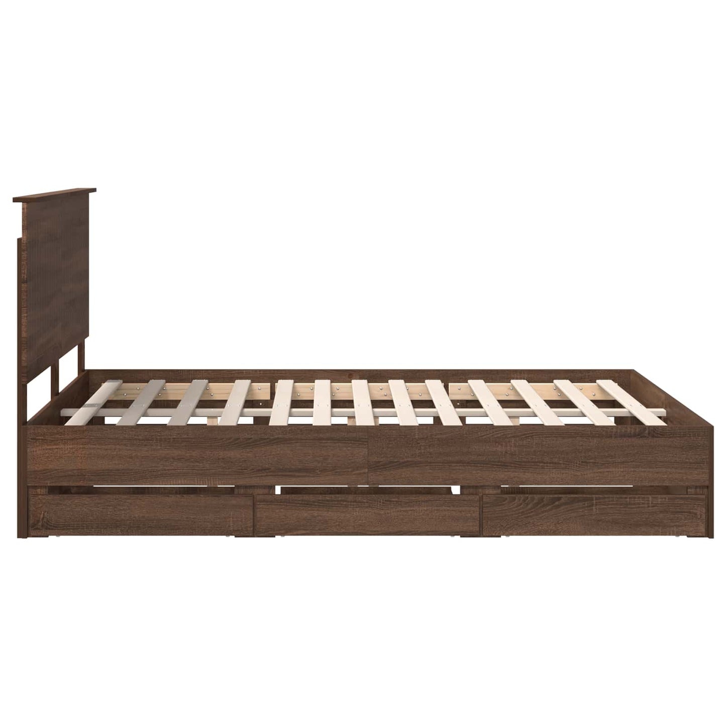 Bedframe met lade Bruin Eiken 150 x 200 cm Ingenieurshout is nu te koop bij PeponiXL, paradijselijk wonen!