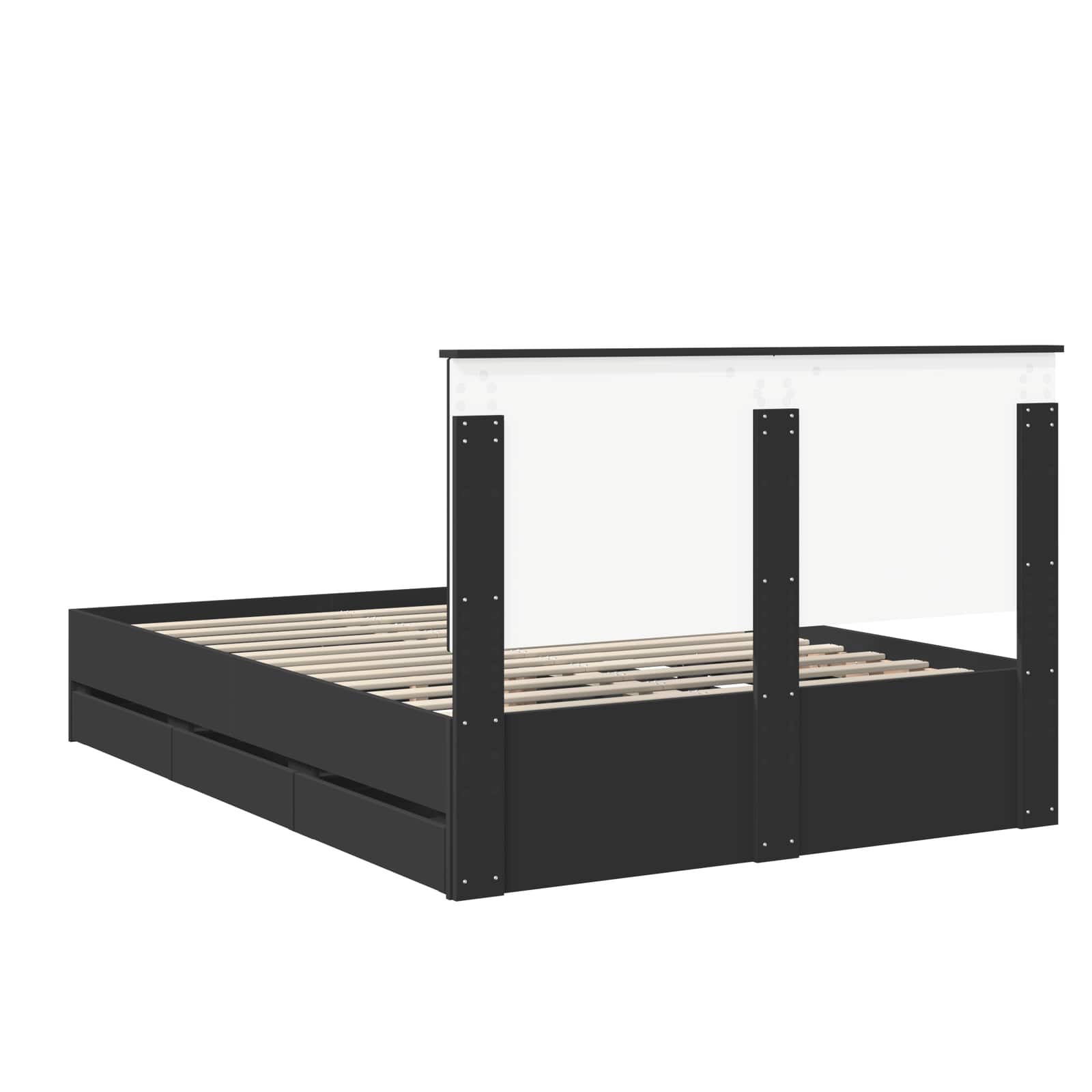 Bedframe met lade met opslag Zwart 140 x 200 cm Ingenieurshout is nu te koop bij PeponiXL, paradijselijk wonen!