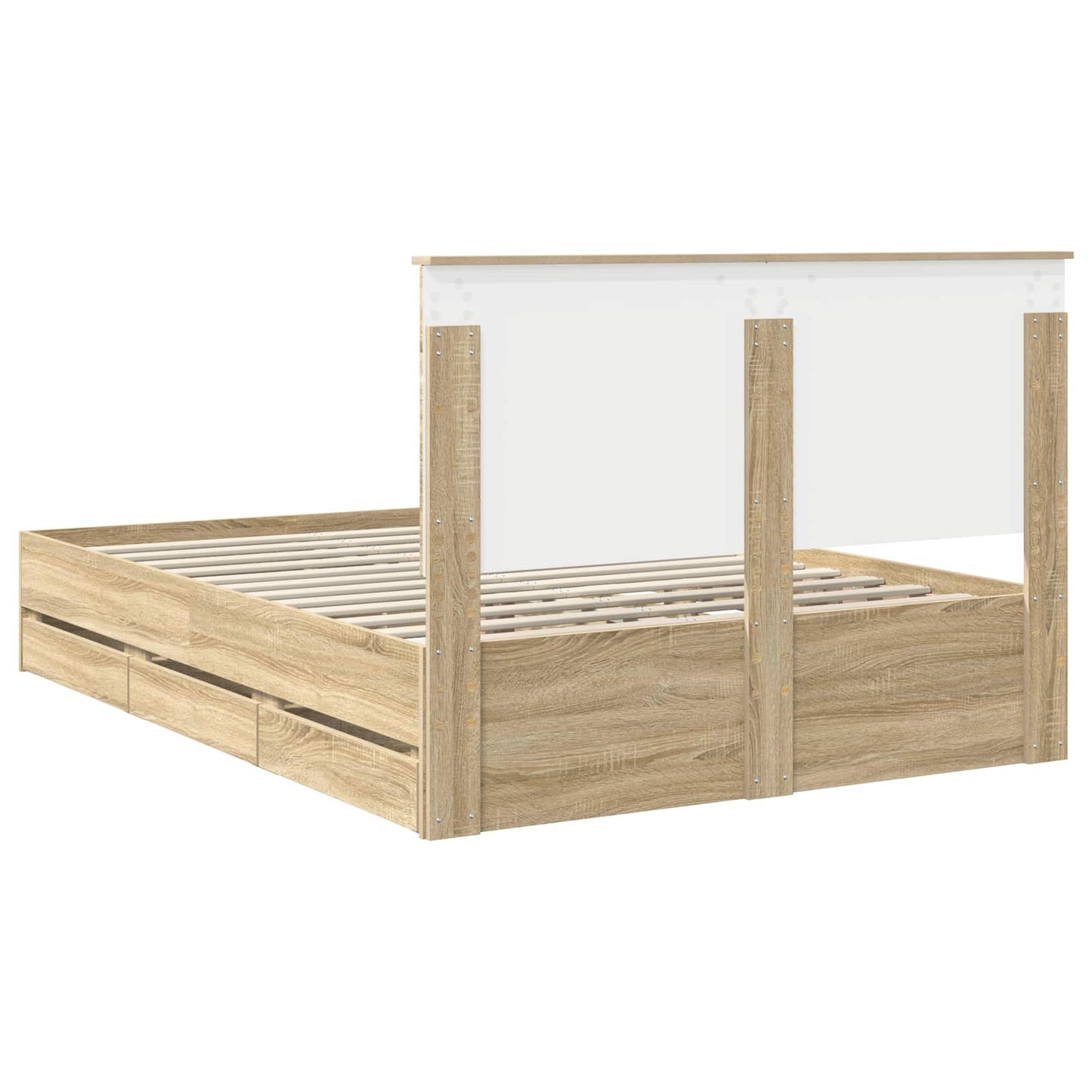 Bedframe met lade Sonoma Eiken 140 x 200 cm Ingenieurshout is nu te koop bij PeponiXL, paradijselijk wonen!