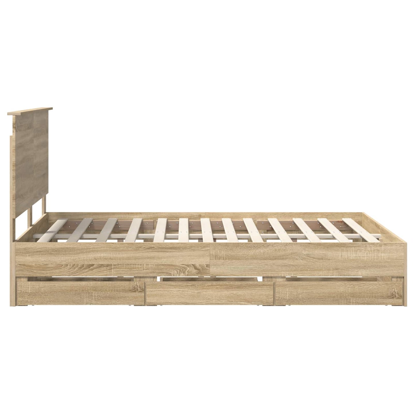 Bedframe met lade Sonoma Eiken 140 x 200 cm Ingenieurshout is nu te koop bij PeponiXL, paradijselijk wonen!