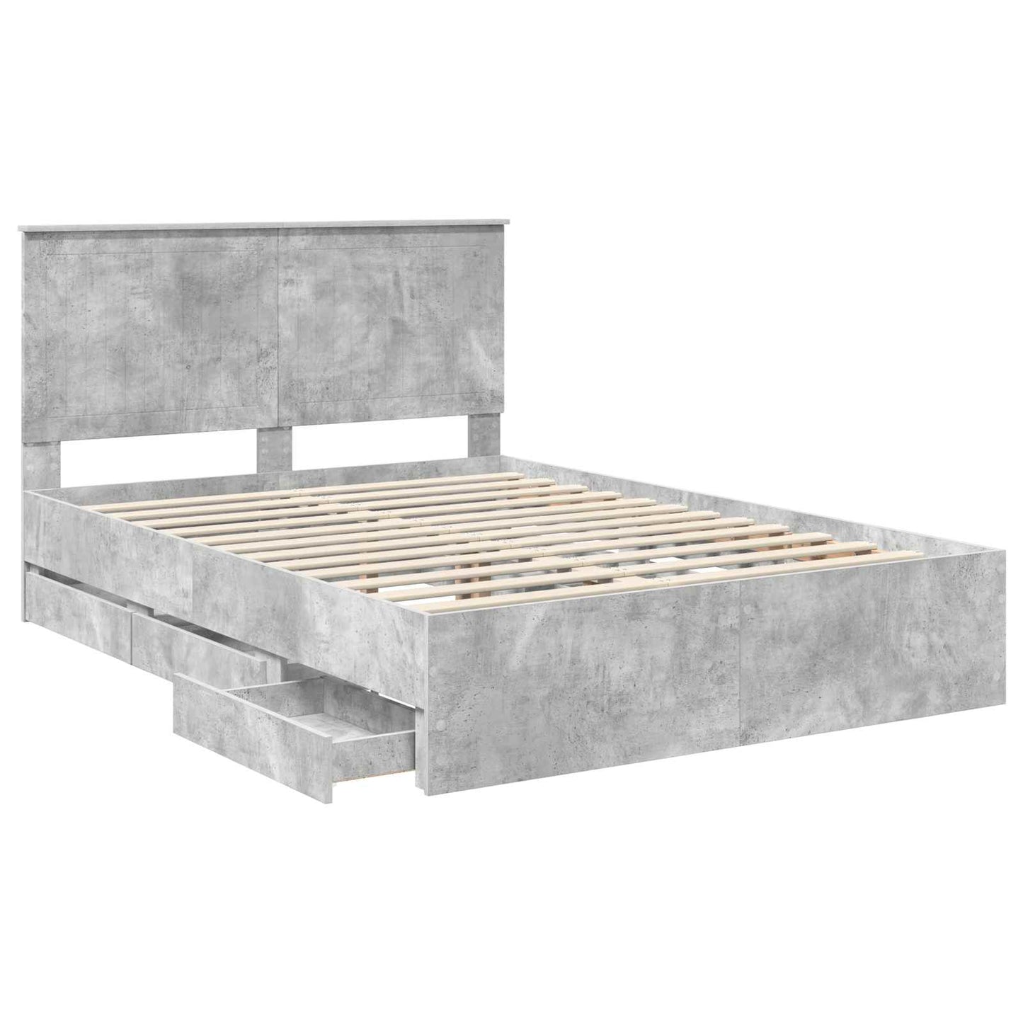 Bedframe met lade Beton Grijs 140 x 200 cm Ingenieurshout is nu te koop bij PeponiXL, paradijselijk wonen!