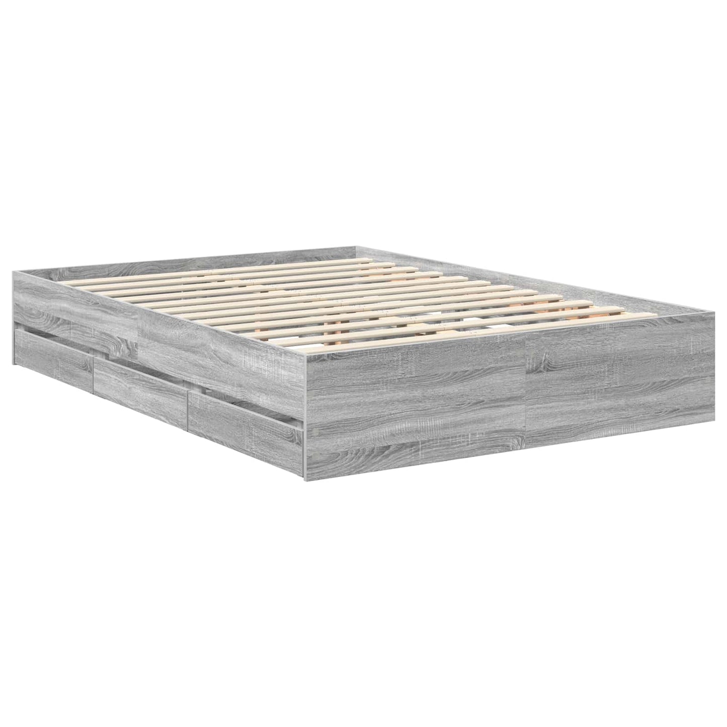 Bedframe met lade Grijs Sonoma 140 x 200 cm Ingenieurshout is nu te koop bij PeponiXL, paradijselijk wonen!