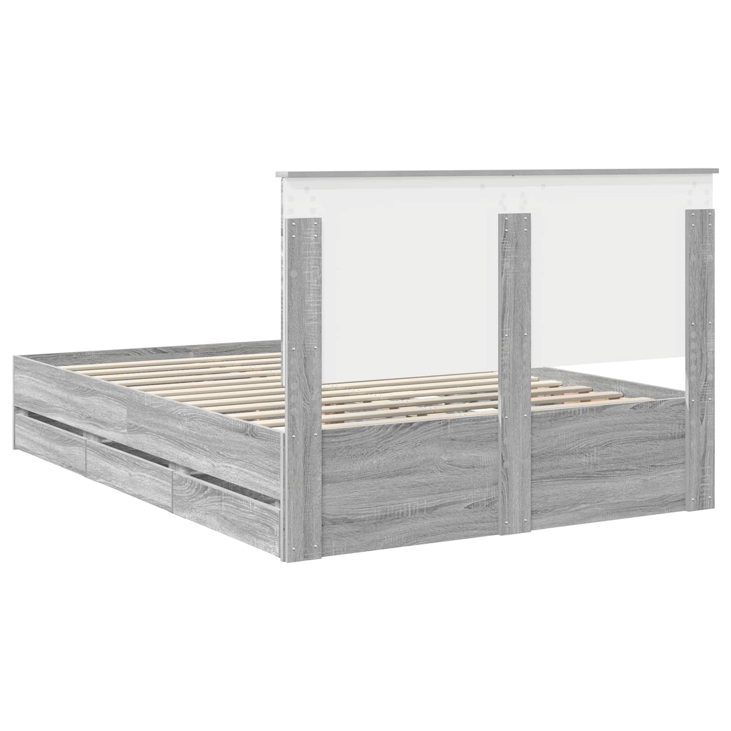 Bedframe met lade Grijs Sonoma 140 x 200 cm Ingenieurshout is nu te koop bij PeponiXL, paradijselijk wonen!
