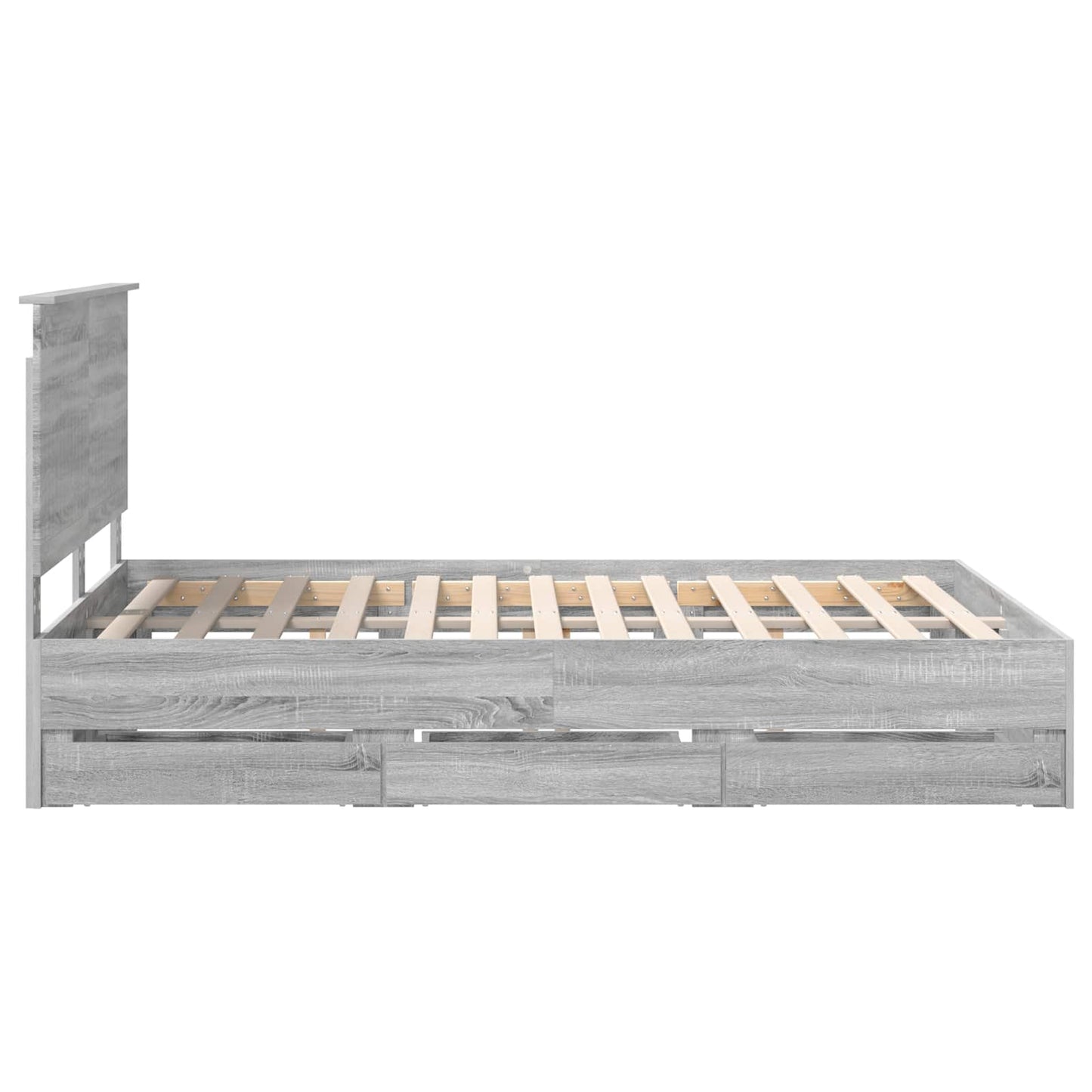 Bedframe met lade Grijs Sonoma 140 x 200 cm Ingenieurshout is nu te koop bij PeponiXL, paradijselijk wonen!