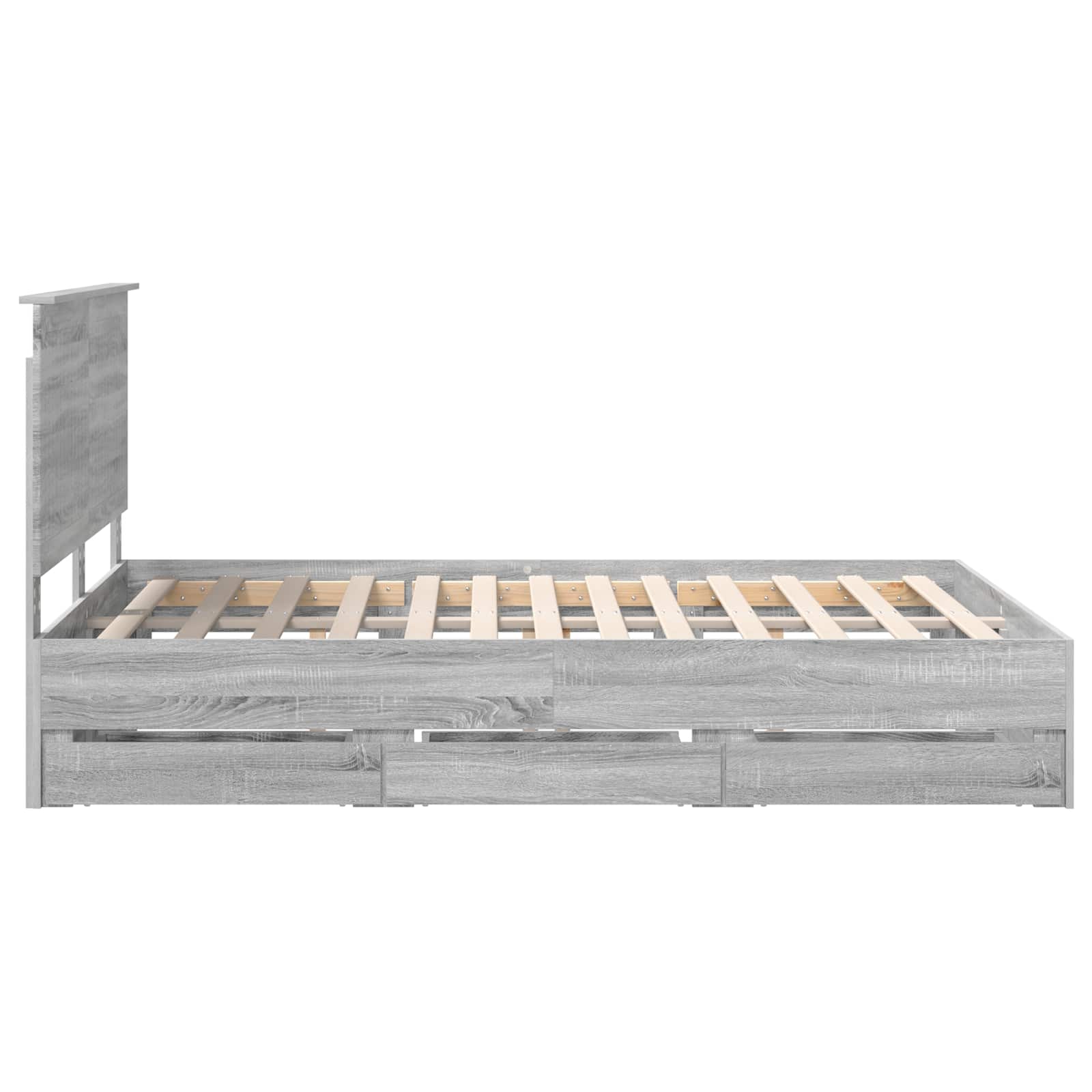 Bedframe met lade Grijs Sonoma 140 x 200 cm Ingenieurshout is nu te koop bij PeponiXL, paradijselijk wonen!