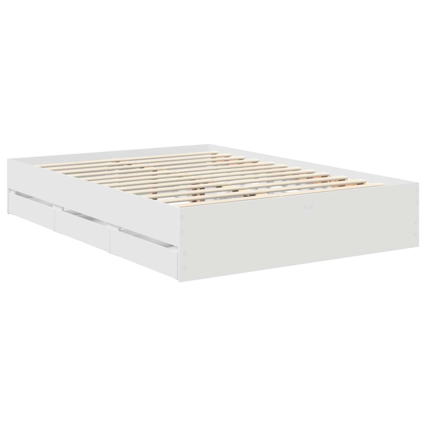 Bedframe met lade met opslag Wit 140 x 190 cm Ingenieurshout is nu te koop bij PeponiXL, paradijselijk wonen!